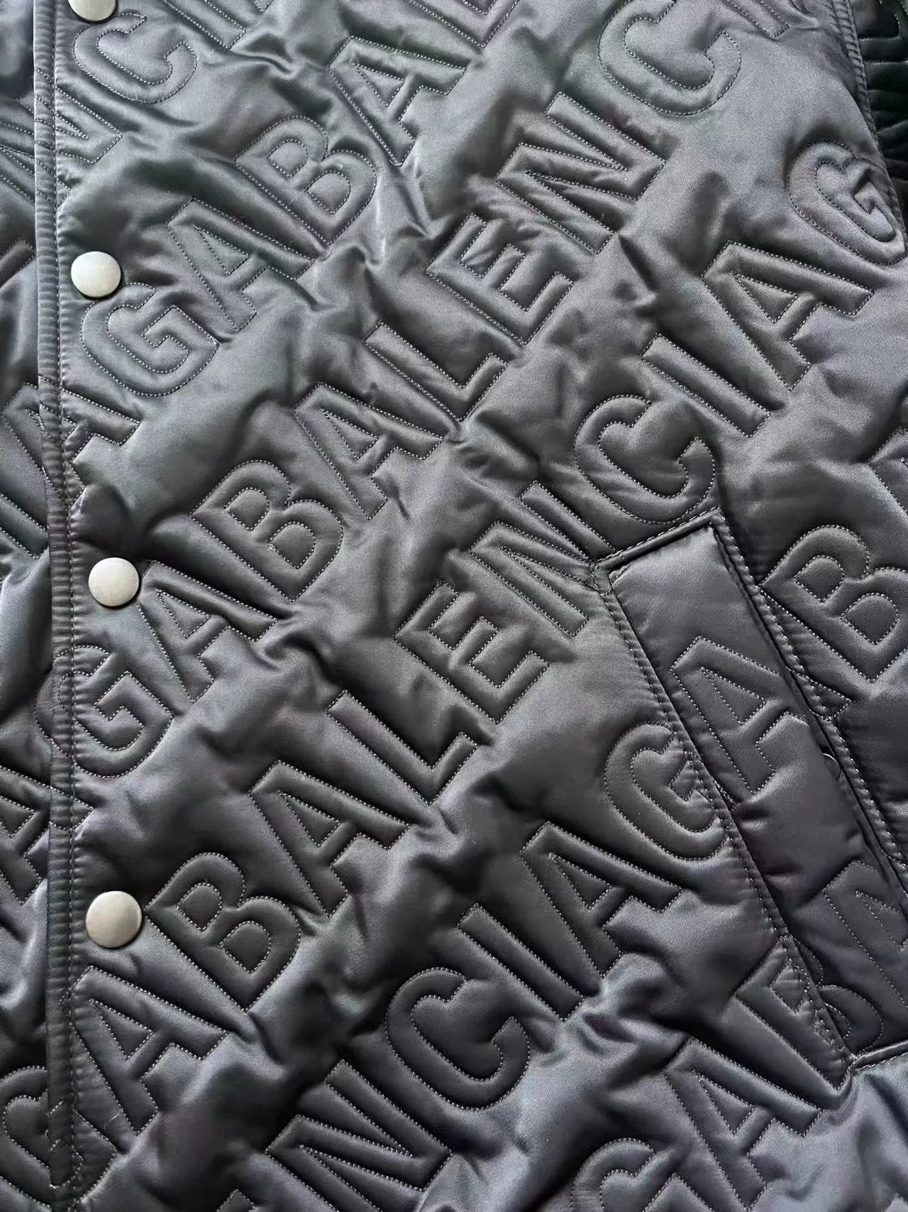Balenciaga Quilted Logo Pilot Jacket — detail
