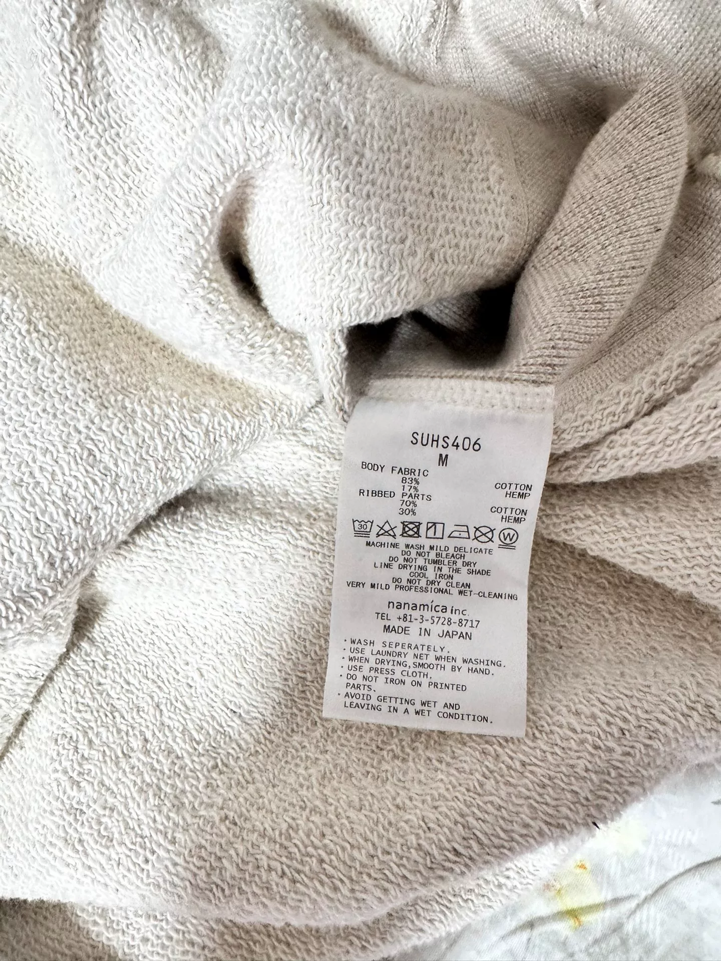 nanamica 24SS Half-Zip High-Neck Sweatshirt — label