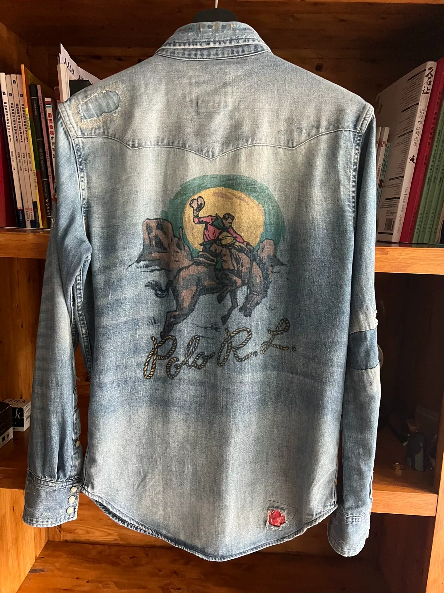 Polo Ralph Lauren Distressed Western Denim Shirt — detail