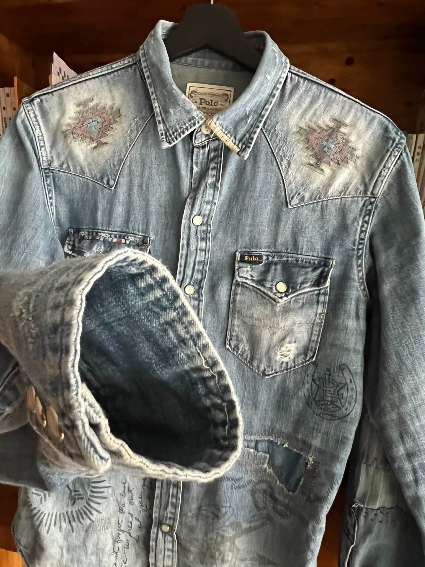 Polo Ralph Lauren Distressed Western Denim Shirt — front