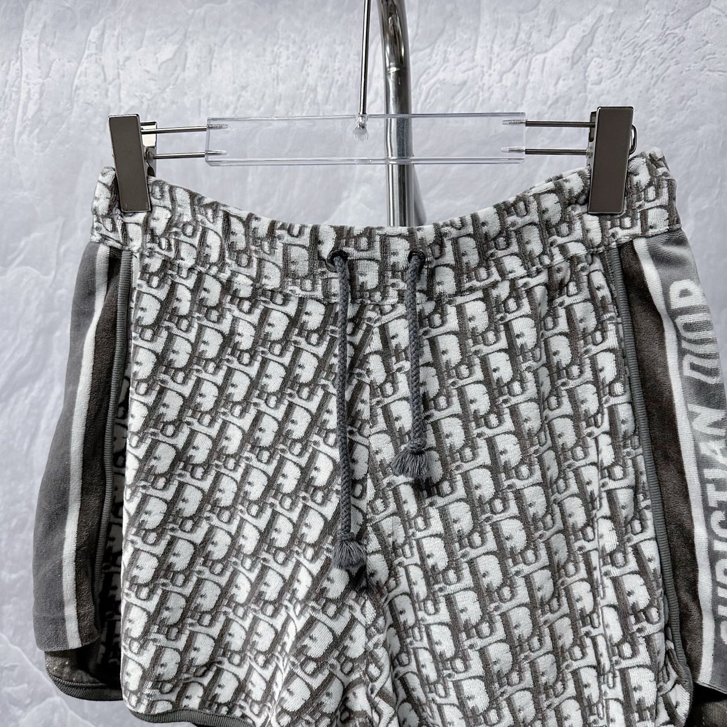 Dior All-Over Logo Flocked Side Stripe Shorts — front