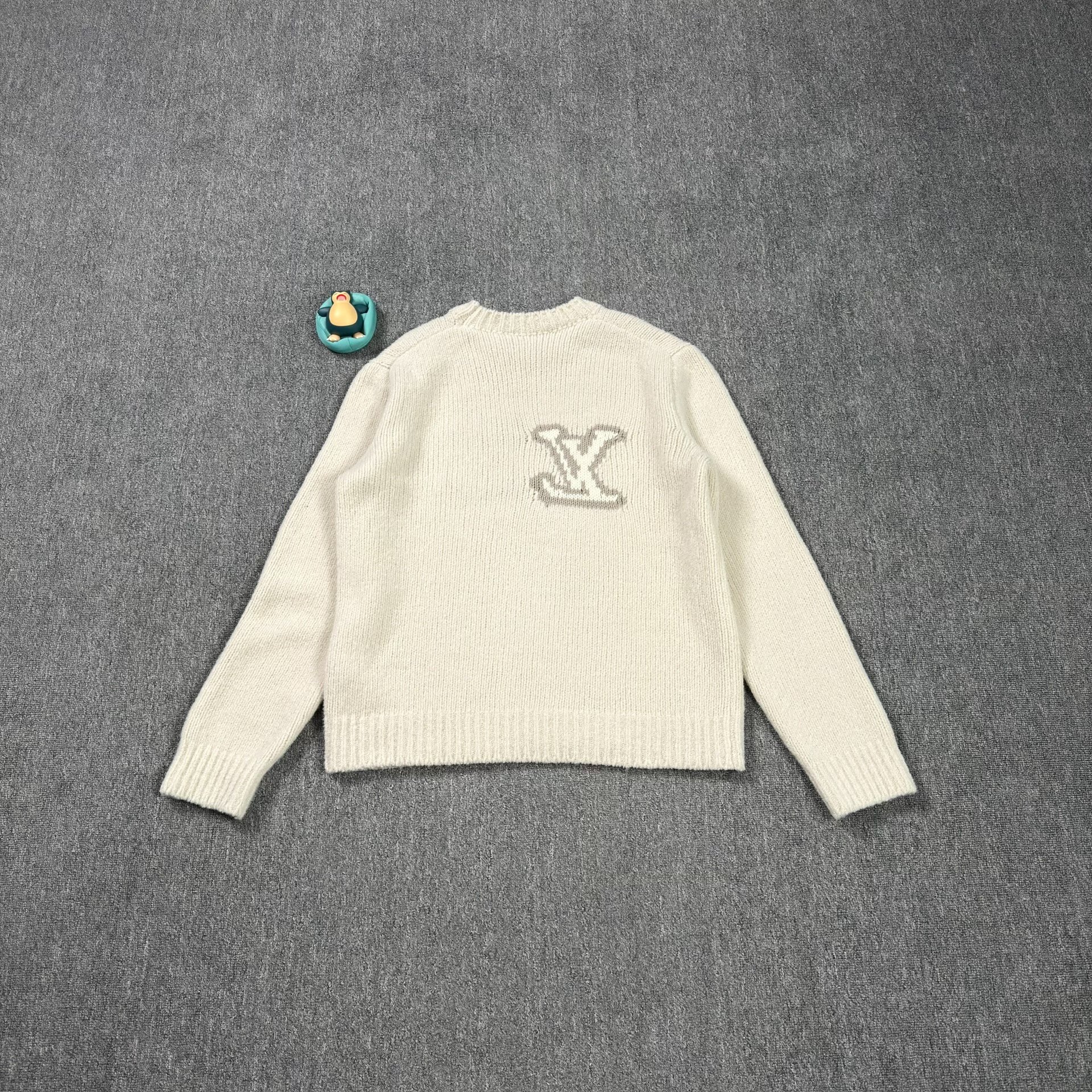 Louis Vuitton Cream Crewneck Chest Logo Sweater — front