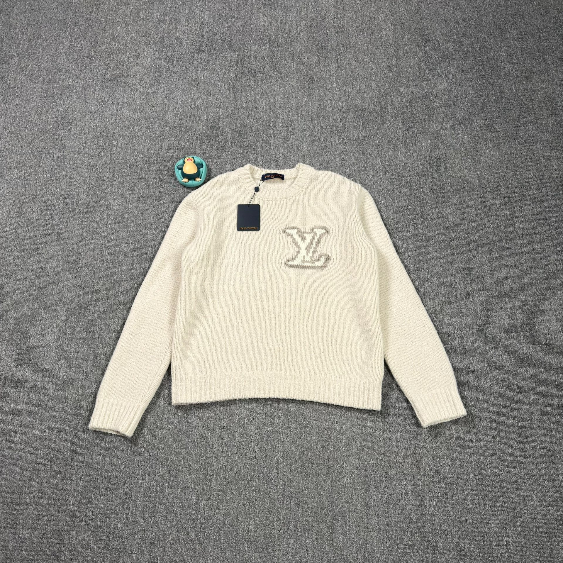 Louis Vuitton Cream Crewneck Chest Logo Sweater