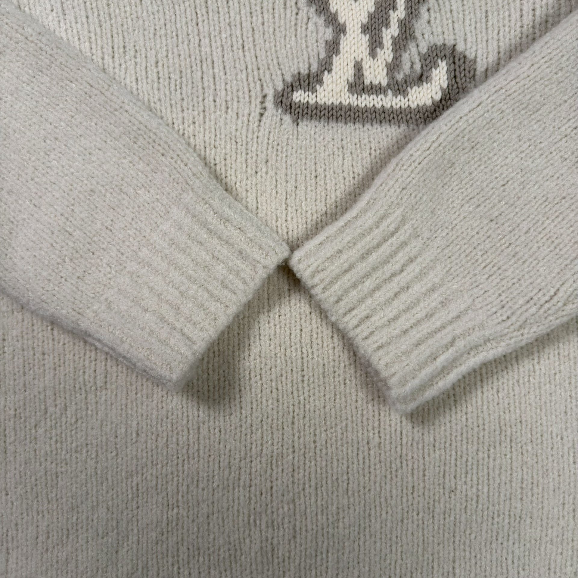 Louis Vuitton Cream Crewneck Chest Logo Sweater — back