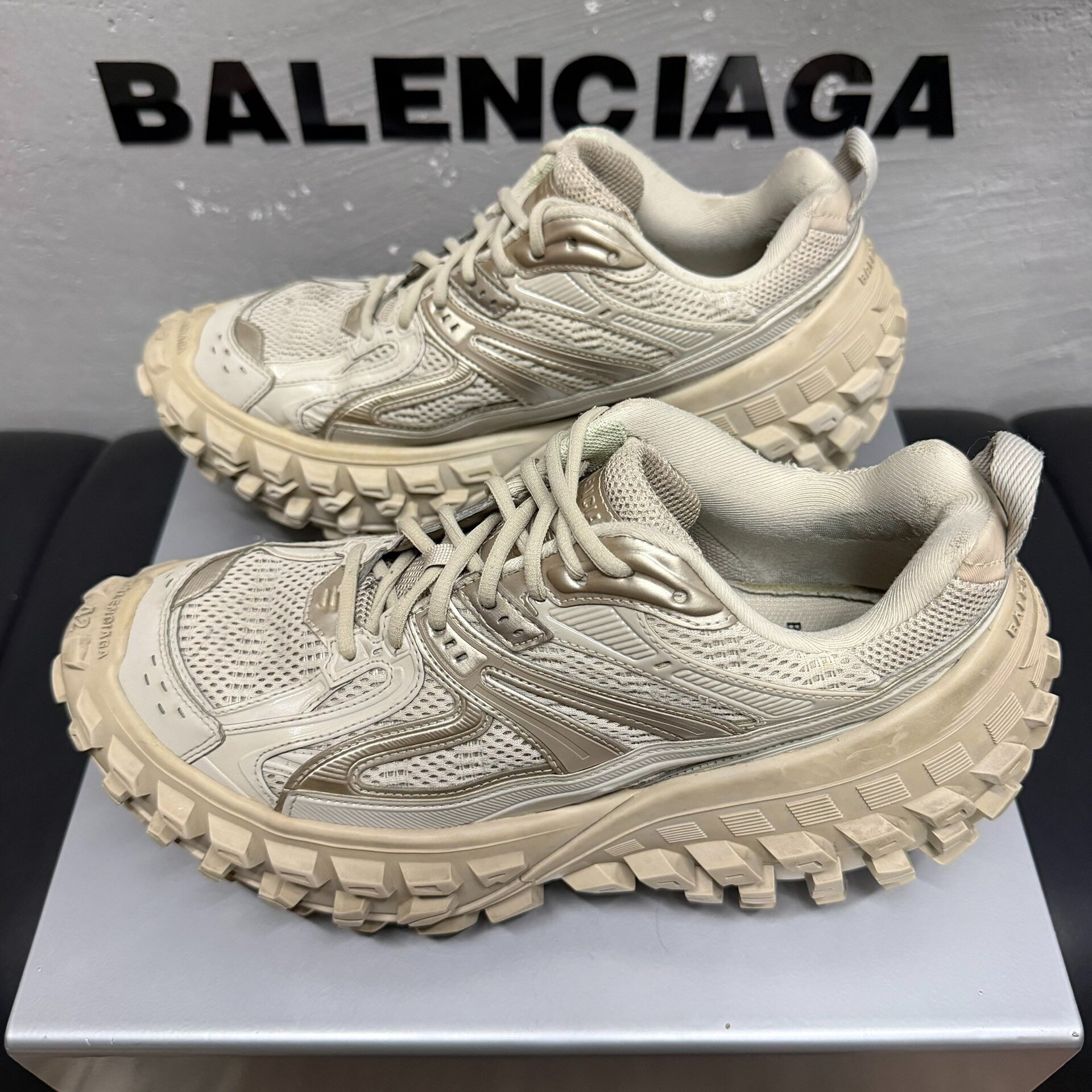 Balenciaga Defender Distressed Sneakers — detail