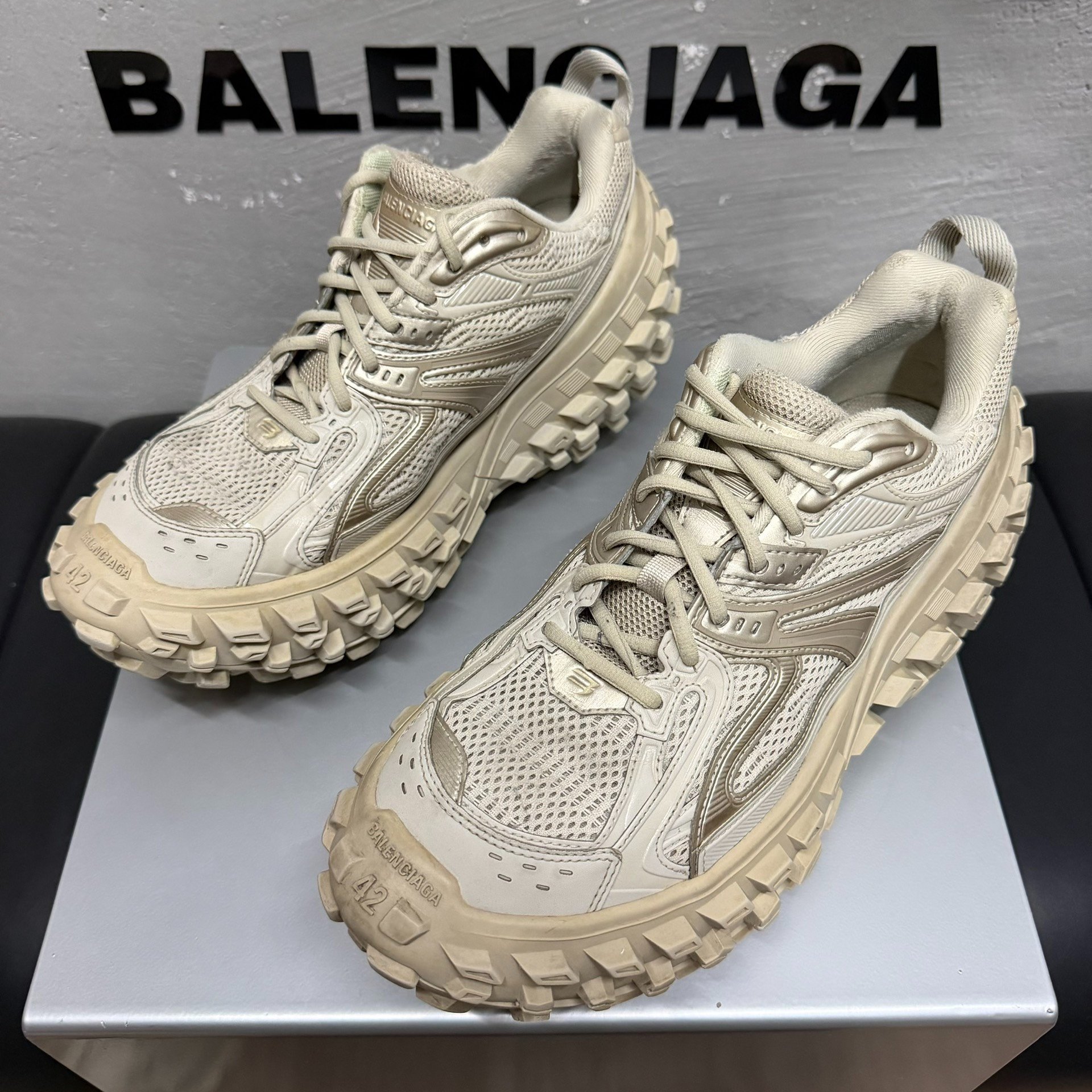 Balenciaga Defender Distressed Sneakers