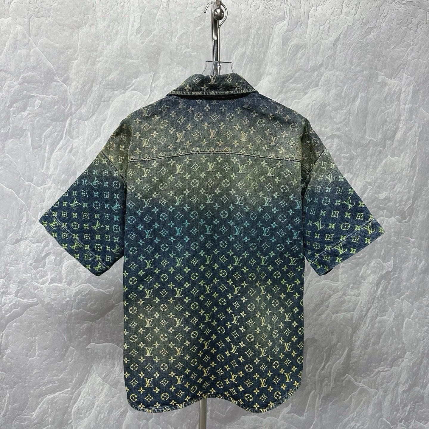 Louis Vuitton Rainbow Gradient Denim Short Sleeve Shirt — label