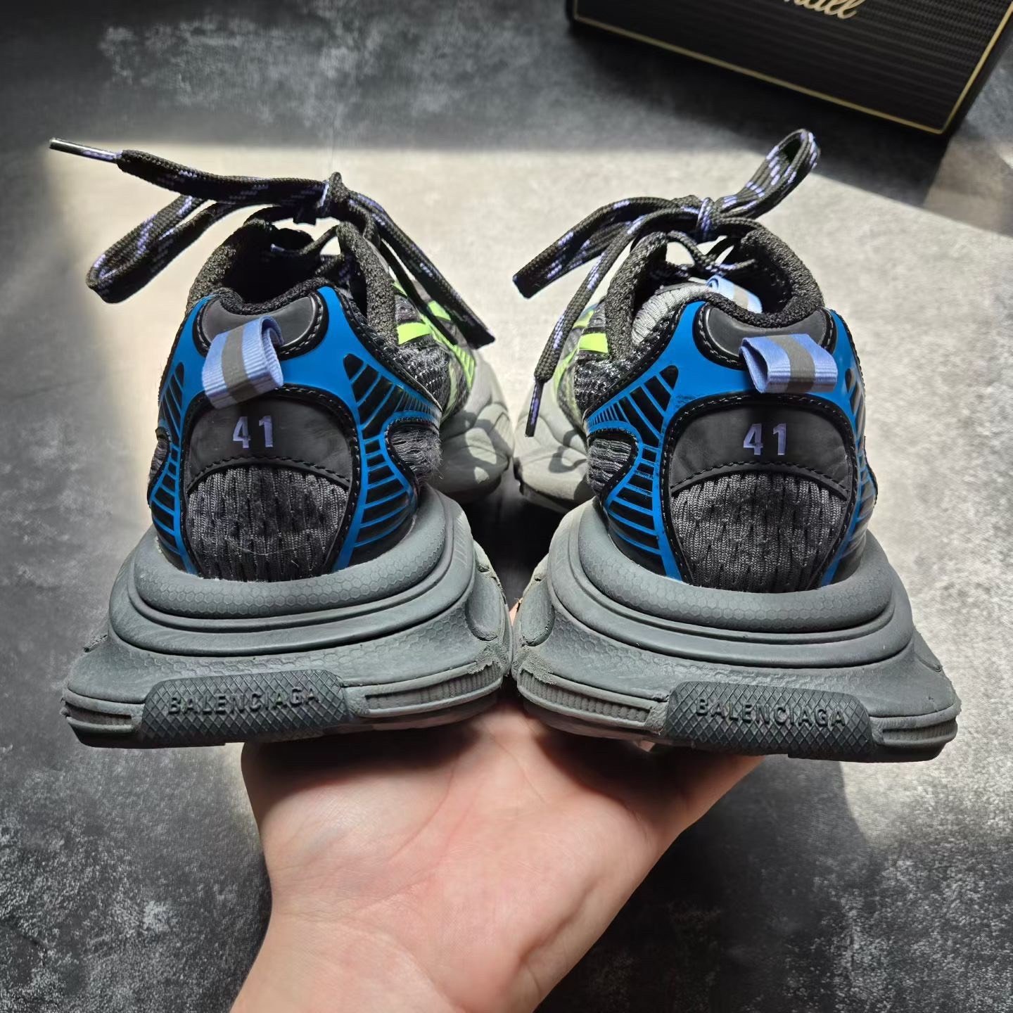 Balenciaga 3XL Gray Blue Green Sneakers — detail