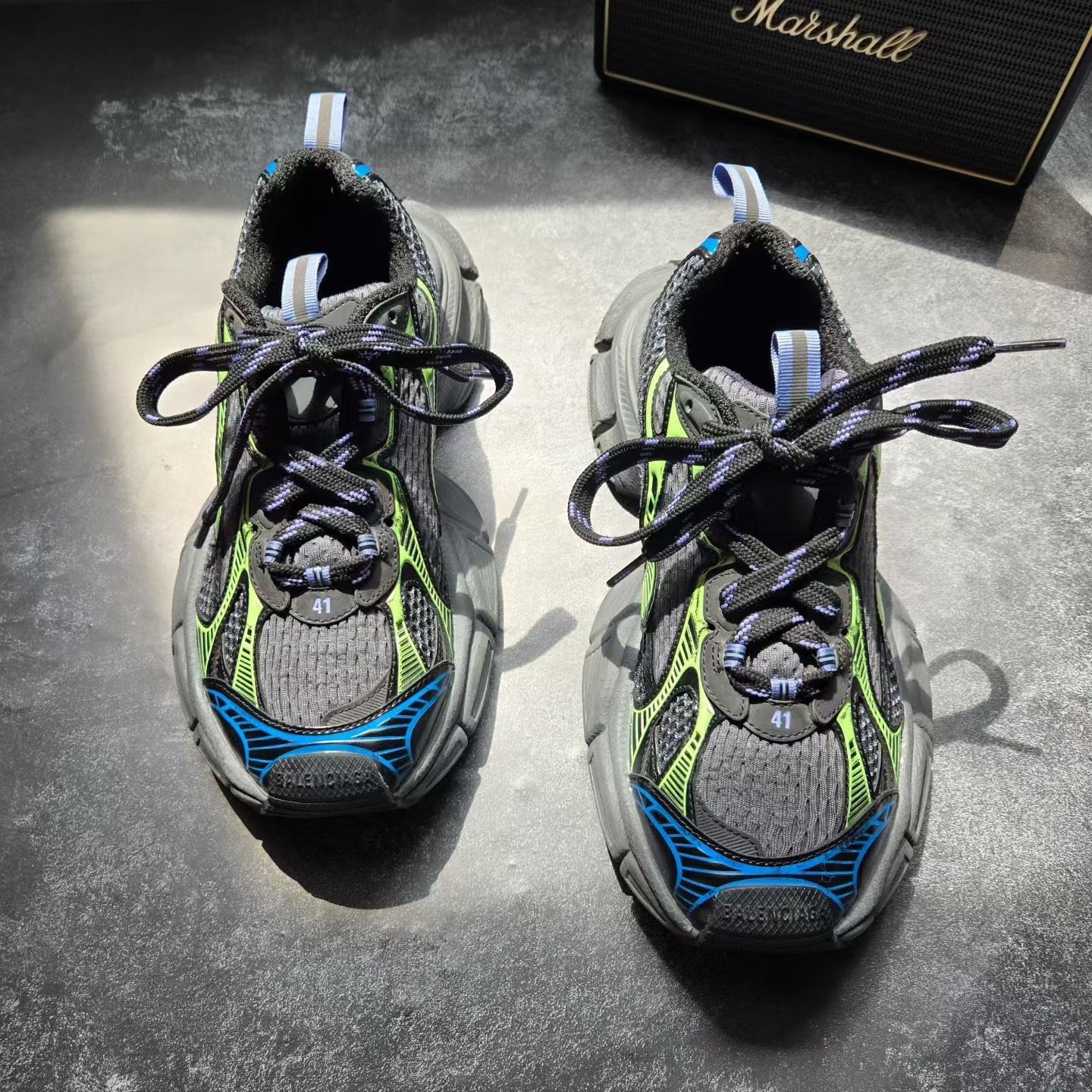 Balenciaga 3XL Gray Blue Green Sneakers — front