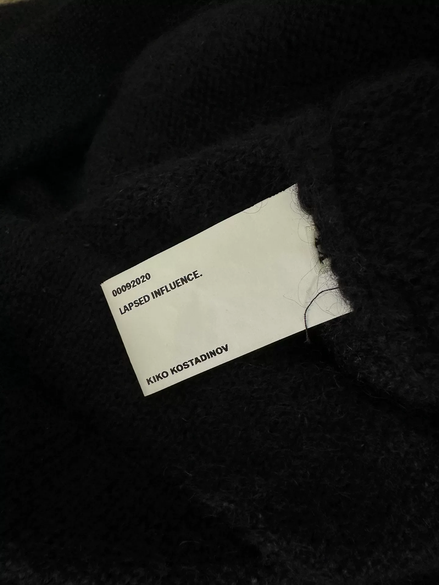 Kiko Kostadinov 20AW Limited Black Sweater — label