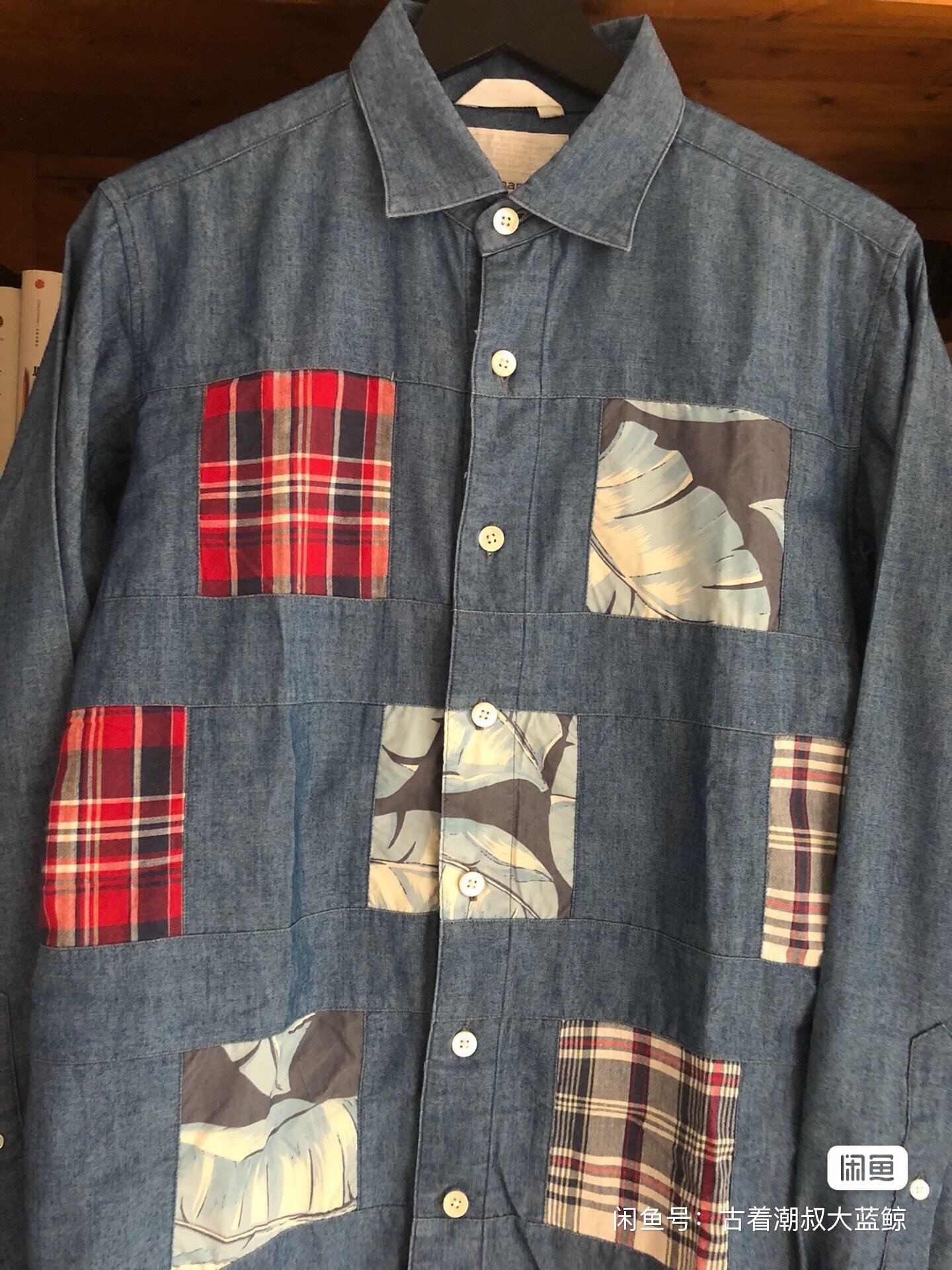 Nanamica Indigo Selvedge Patchwork Shirt — detail