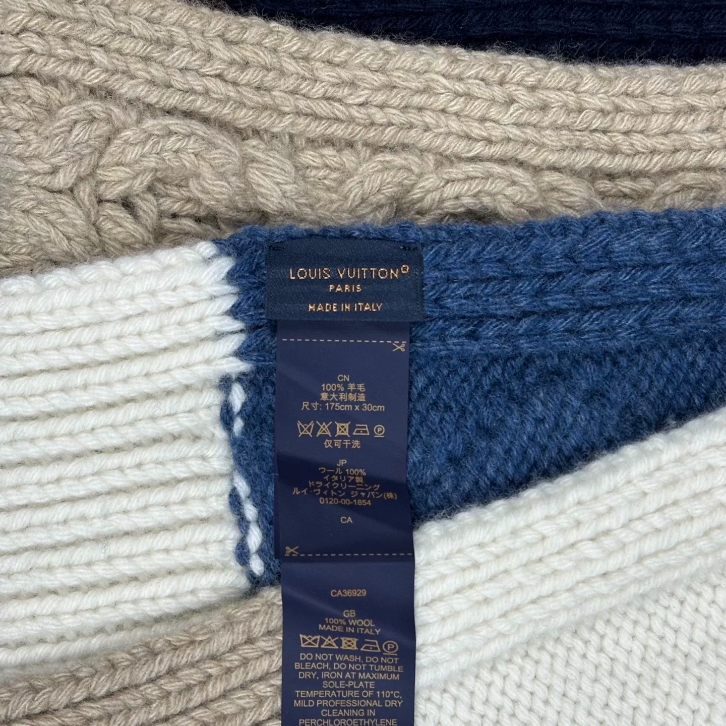 Louis Vuitton LV Logo Color Block Cashmere Scarf — label