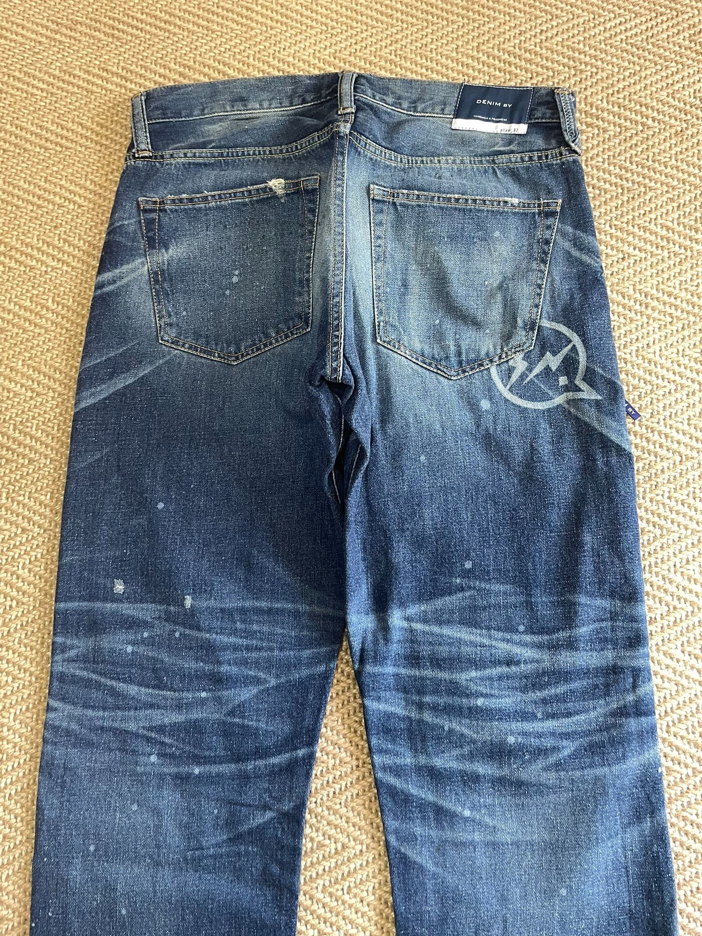 Vanquish Fragment Distressed Splatter Denim Jeans — back