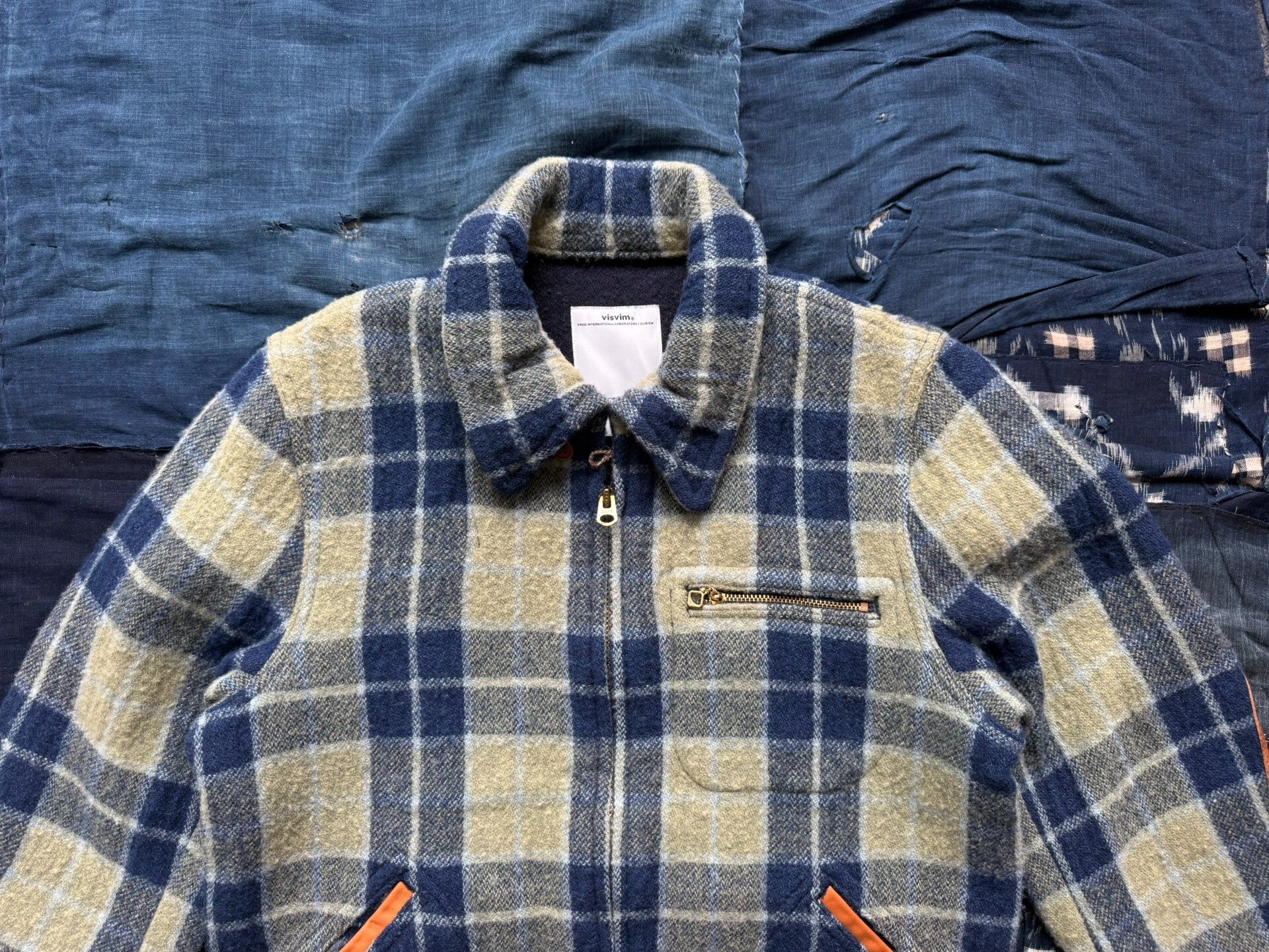 VISVIM 14AW Plaid Leather Patchwork Wool Jacket — back