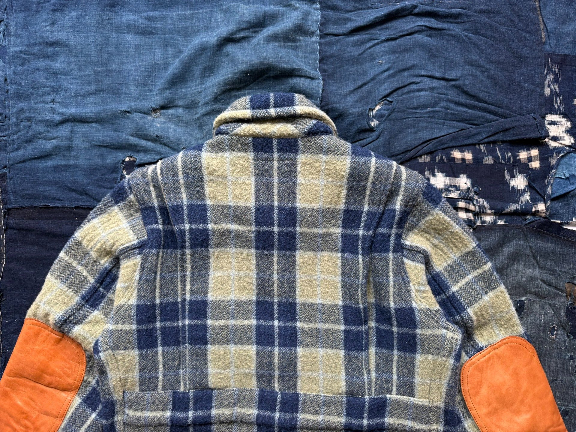 VISVIM 14AW Plaid Leather Patchwork Wool Jacket — label