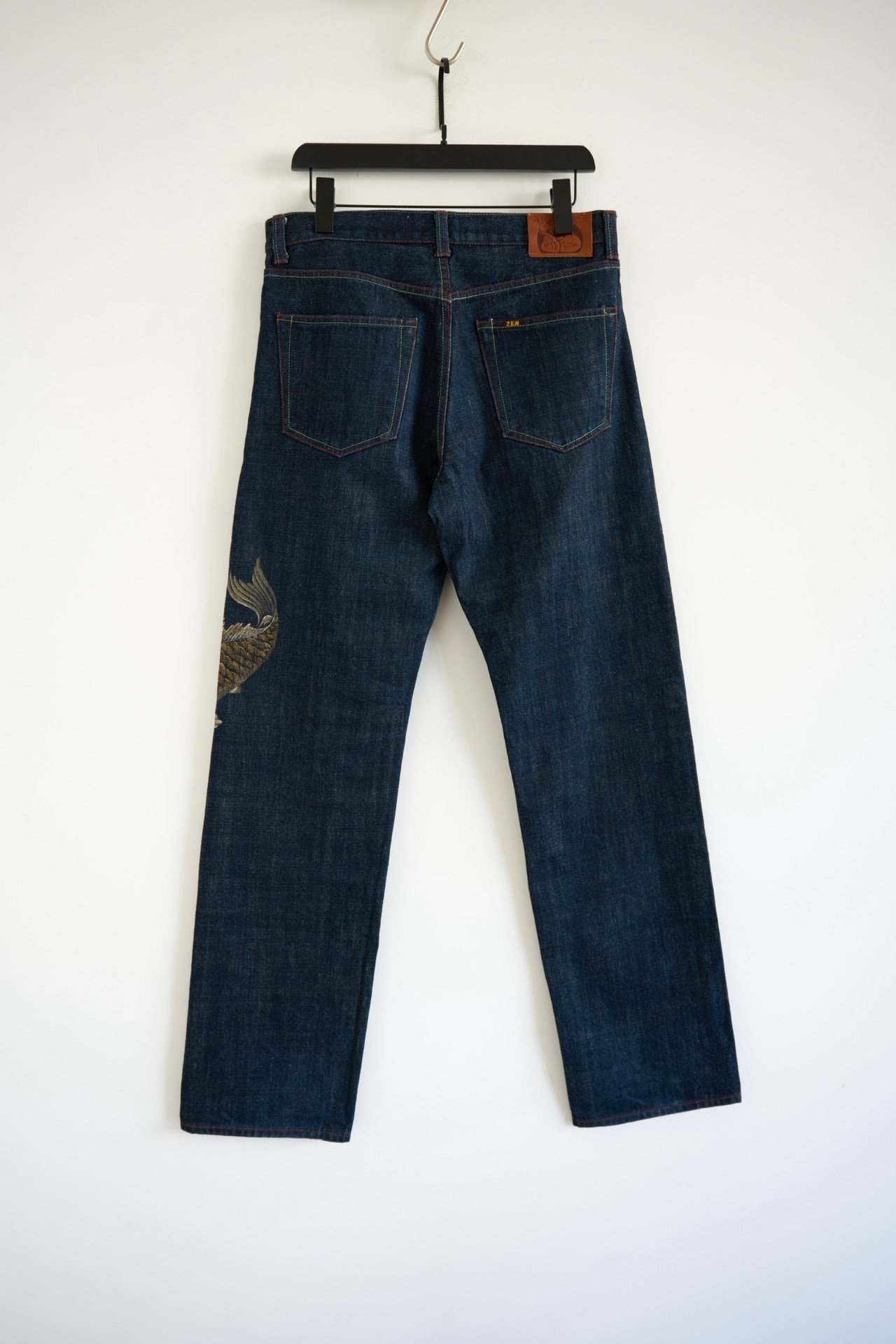 ZEN Kyoto Yuzen Koi Hand-Painted Jeans — front