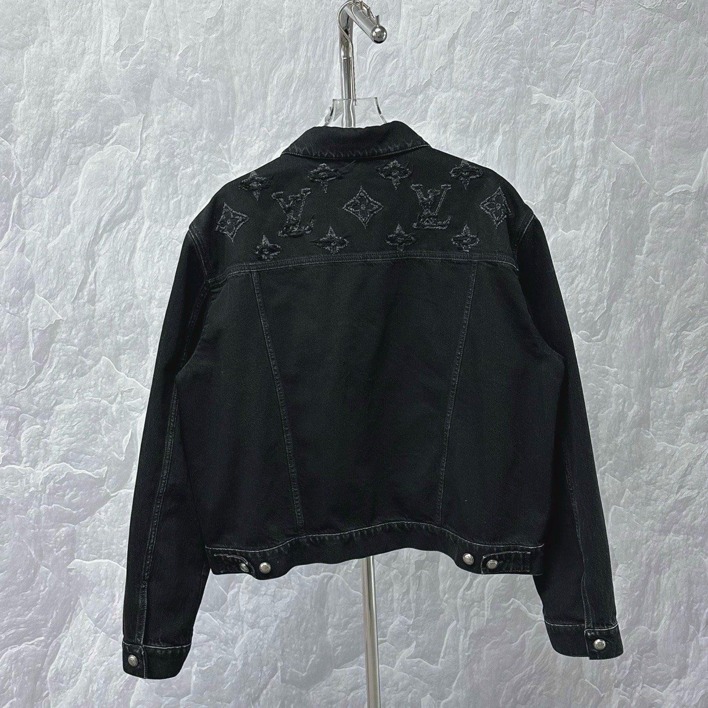 Louis Vuitton SS26 Distressed Logo Denim Jacket — back