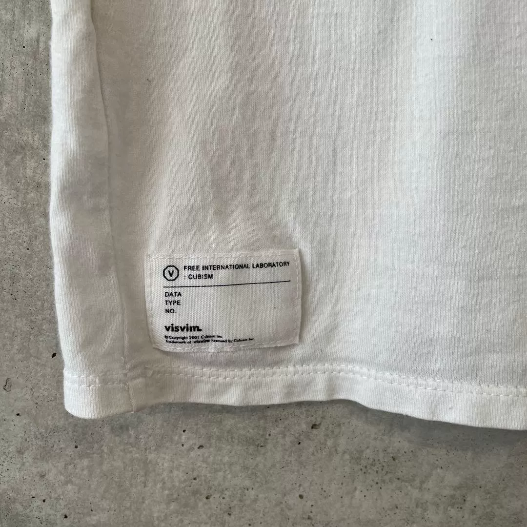 visvim White T-shirt w/ Green Striped Pocket S — back