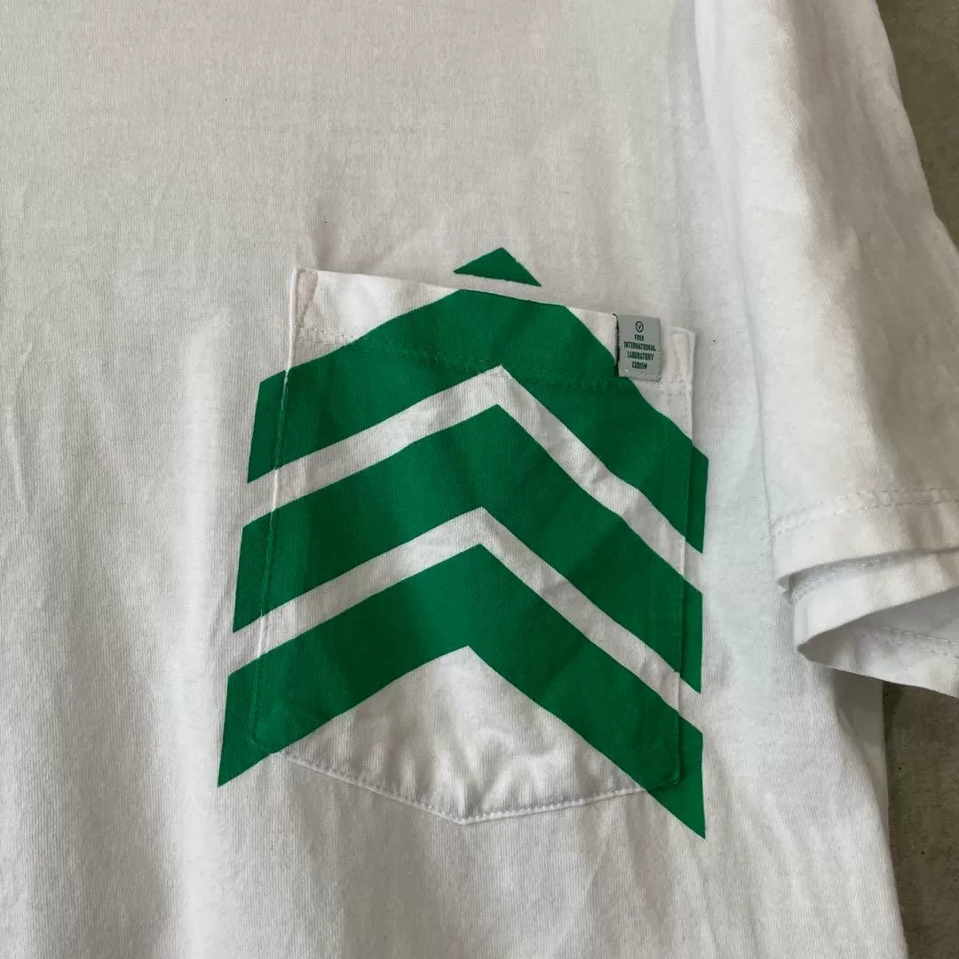 visvim White T-shirt w/ Green Striped Pocket S — front