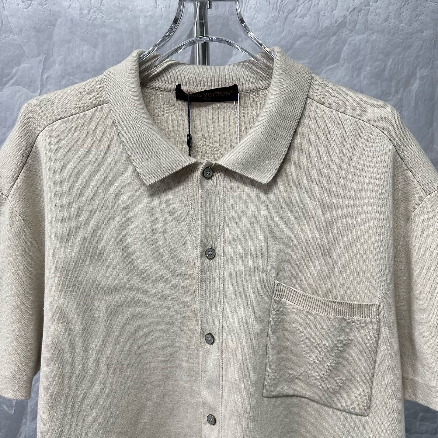 Louis Vuitton SS25 Pocket Embossed Knit Shirt — front