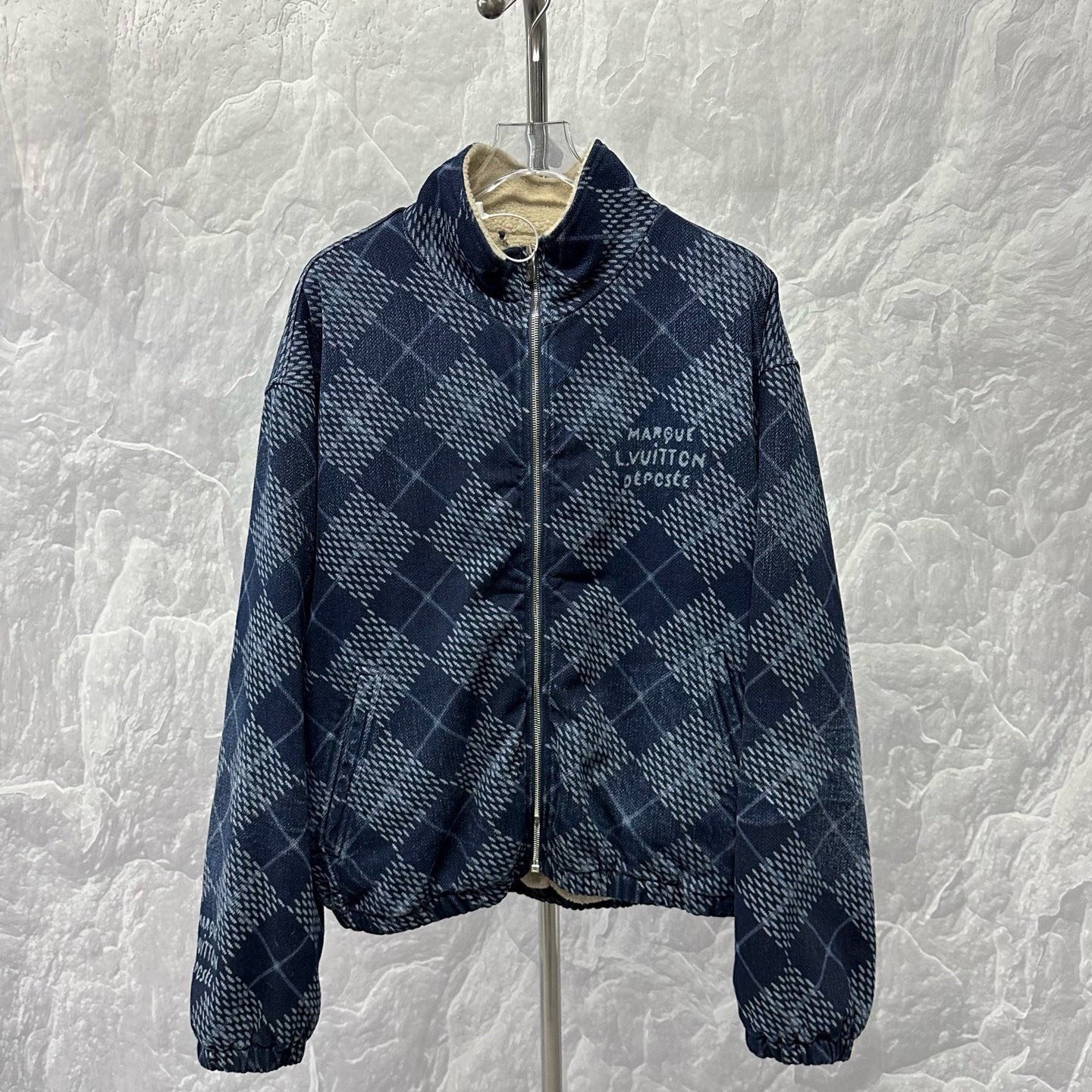 Louis Vuitton SS25 Monogram Check Shearling Jacket
