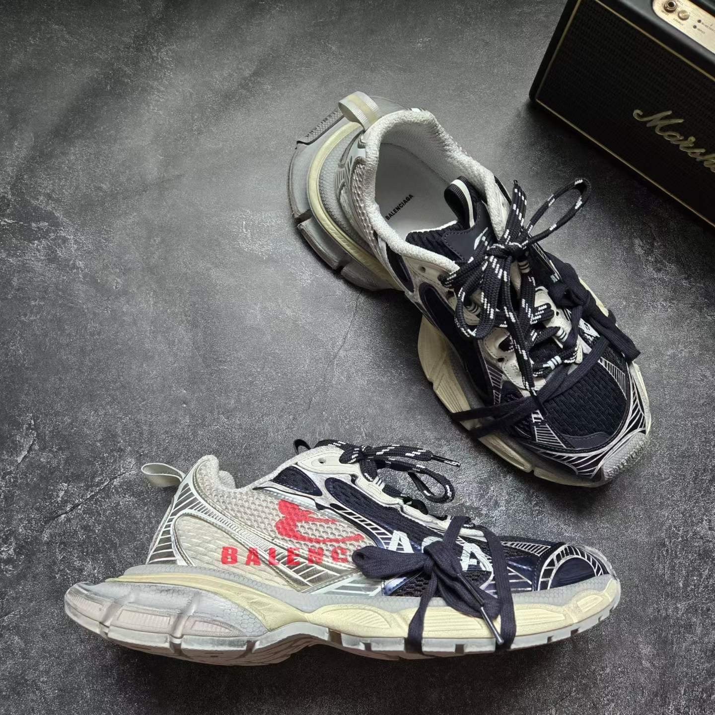 Balenciaga 3XL Colorblock Ink Sneakers — label