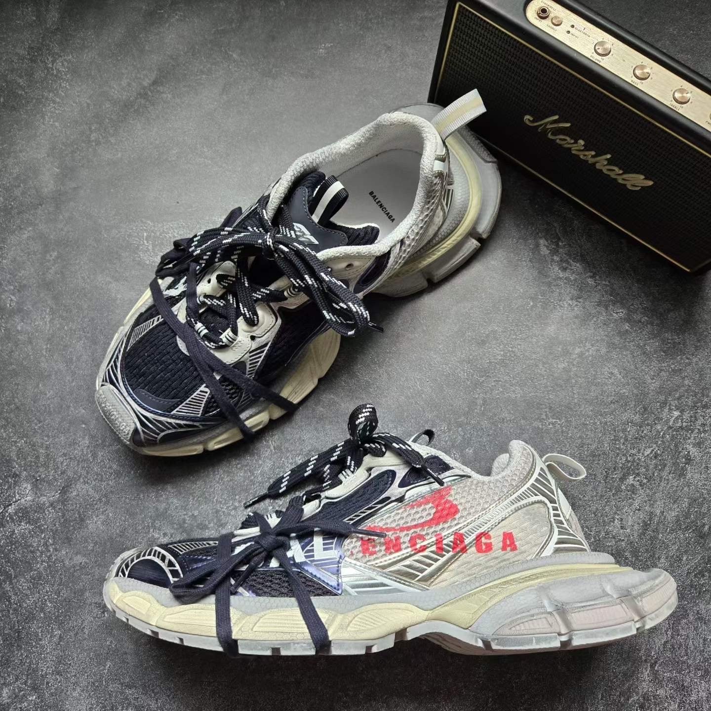 Balenciaga 3XL Colorblock Ink Sneakers — back