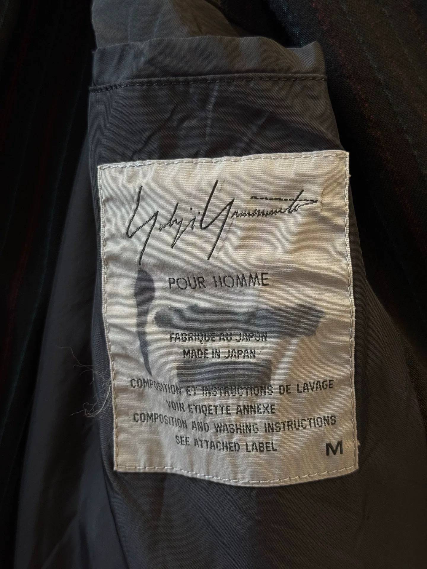 Yohji Yamamoto 94AW Long Striped Coat — detail