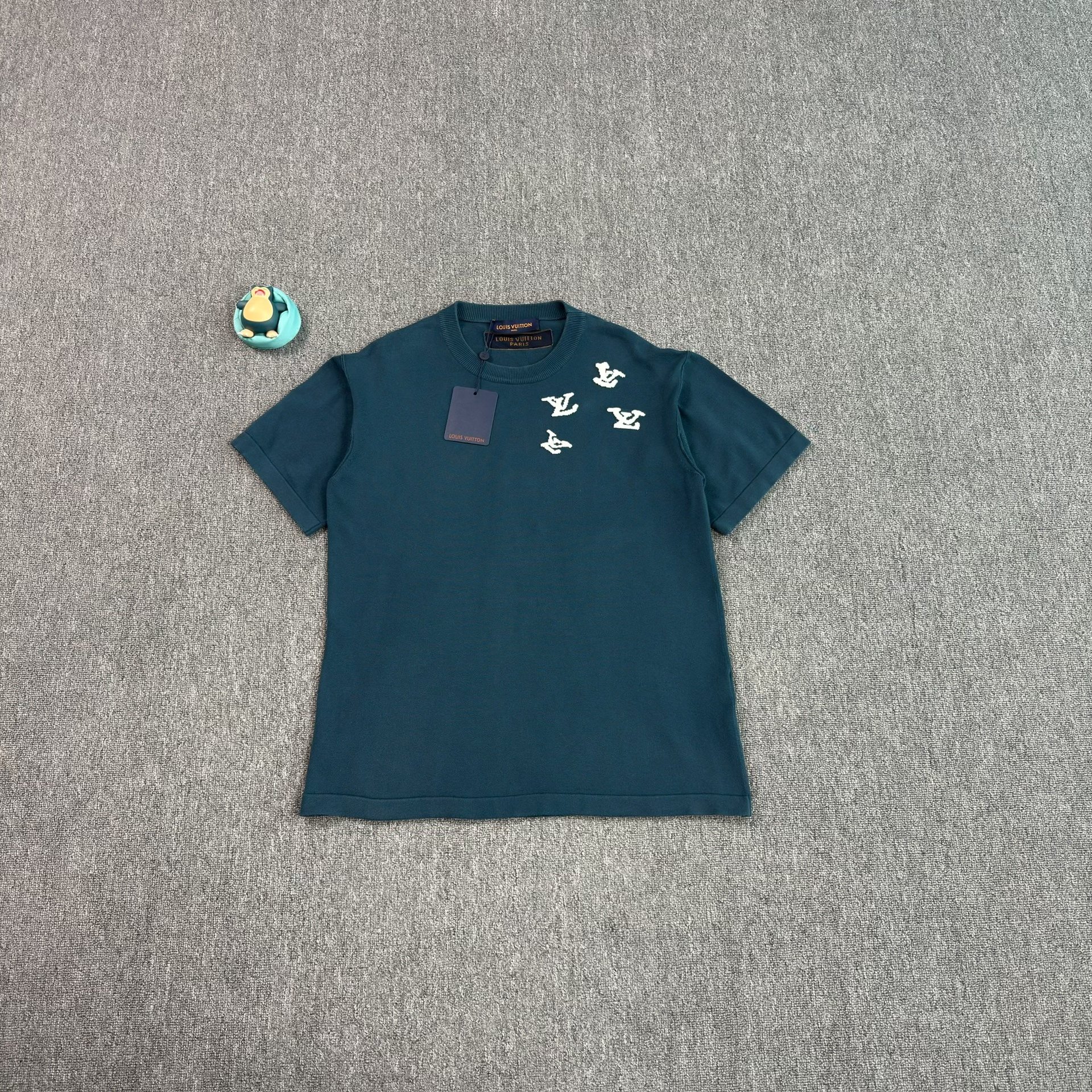 LV Blue Knit Short-Sleeve Top