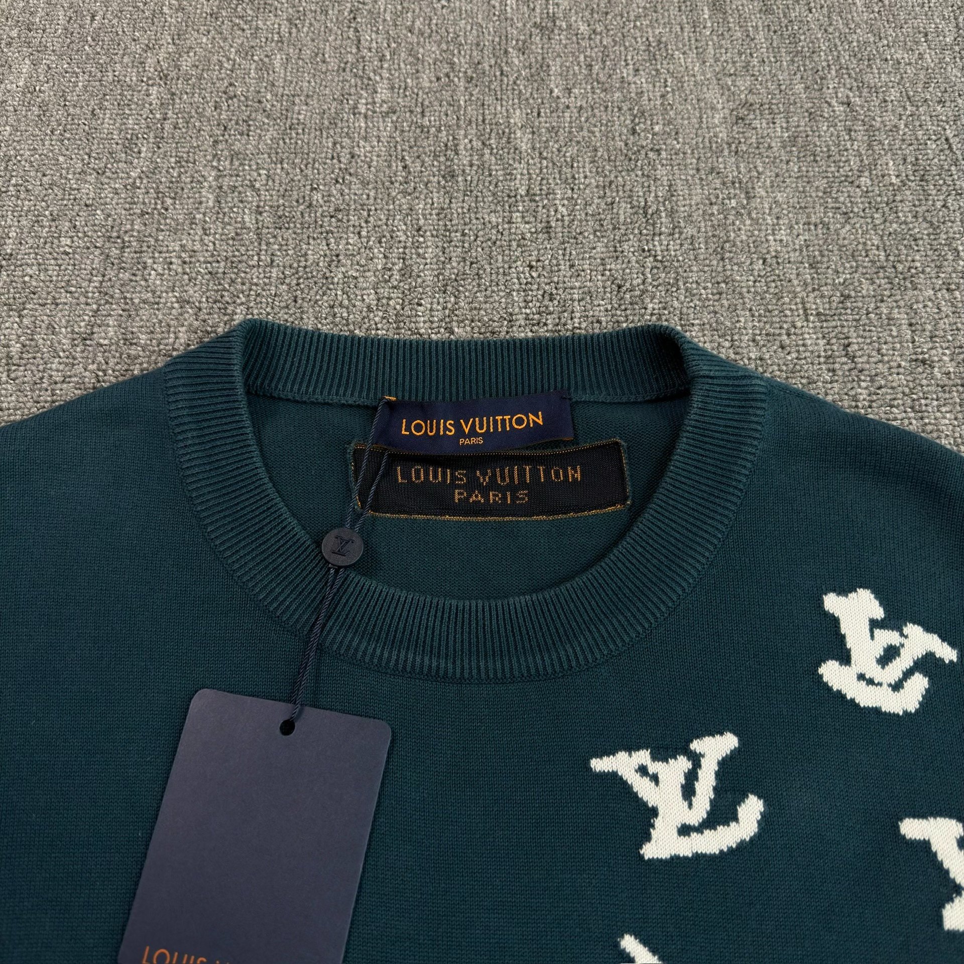 LV Blue Knit Short-Sleeve Top — detail