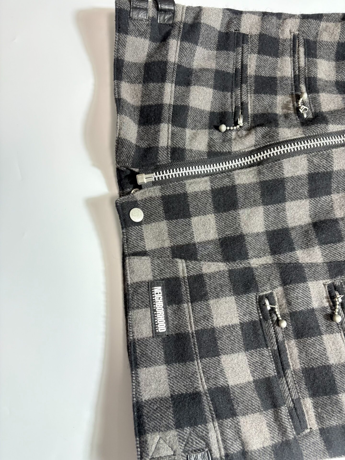Neighborhood NBHD Leather Panel Moto Vest — label