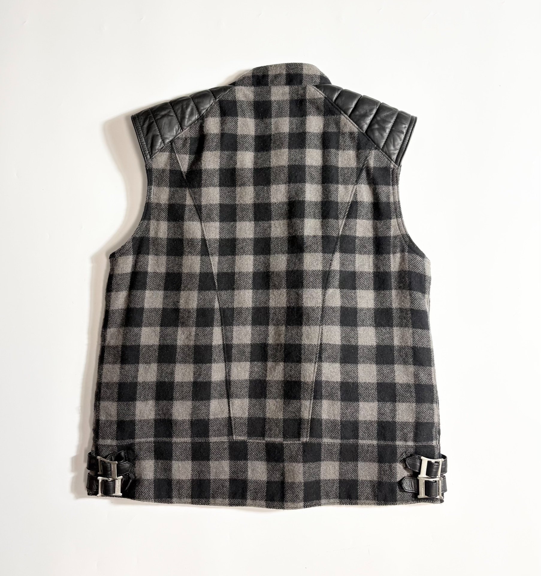 Neighborhood NBHD Leather Panel Moto Vest — front