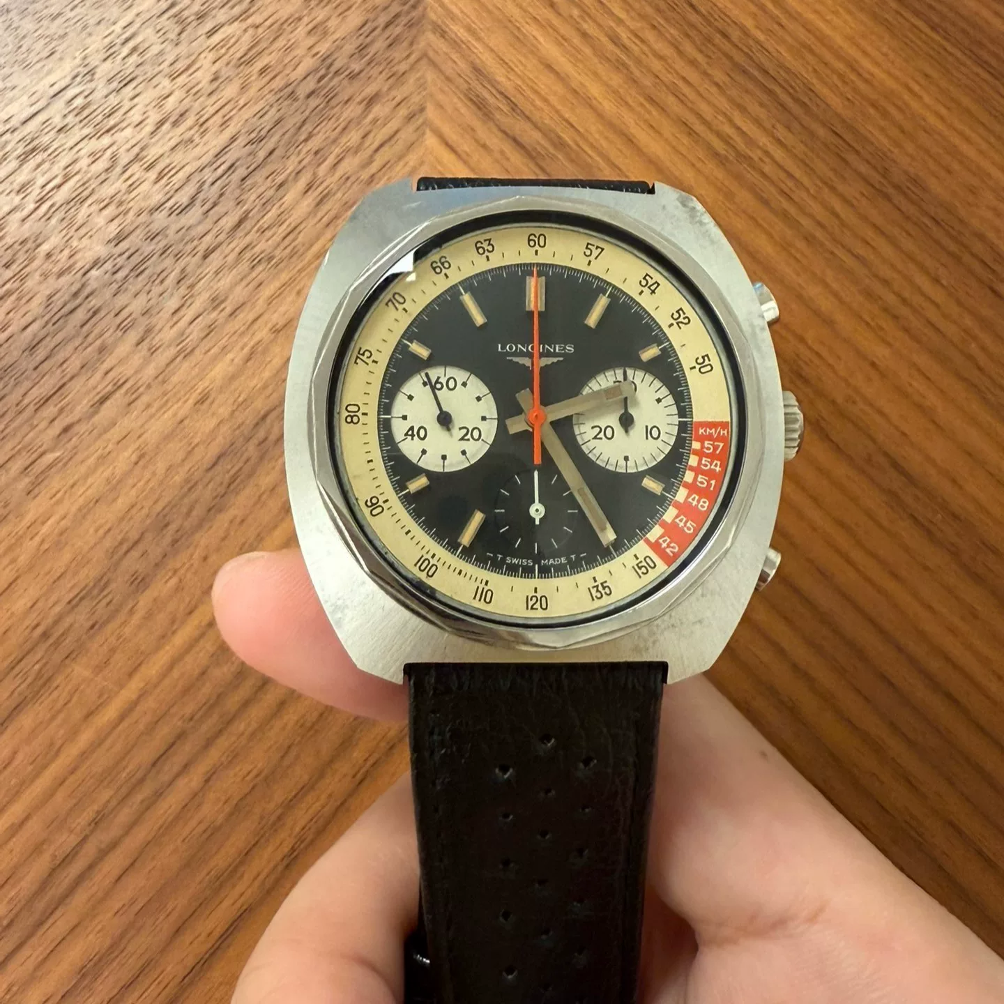 Vintage Longines Nonius 330 Chronograph Watch — front