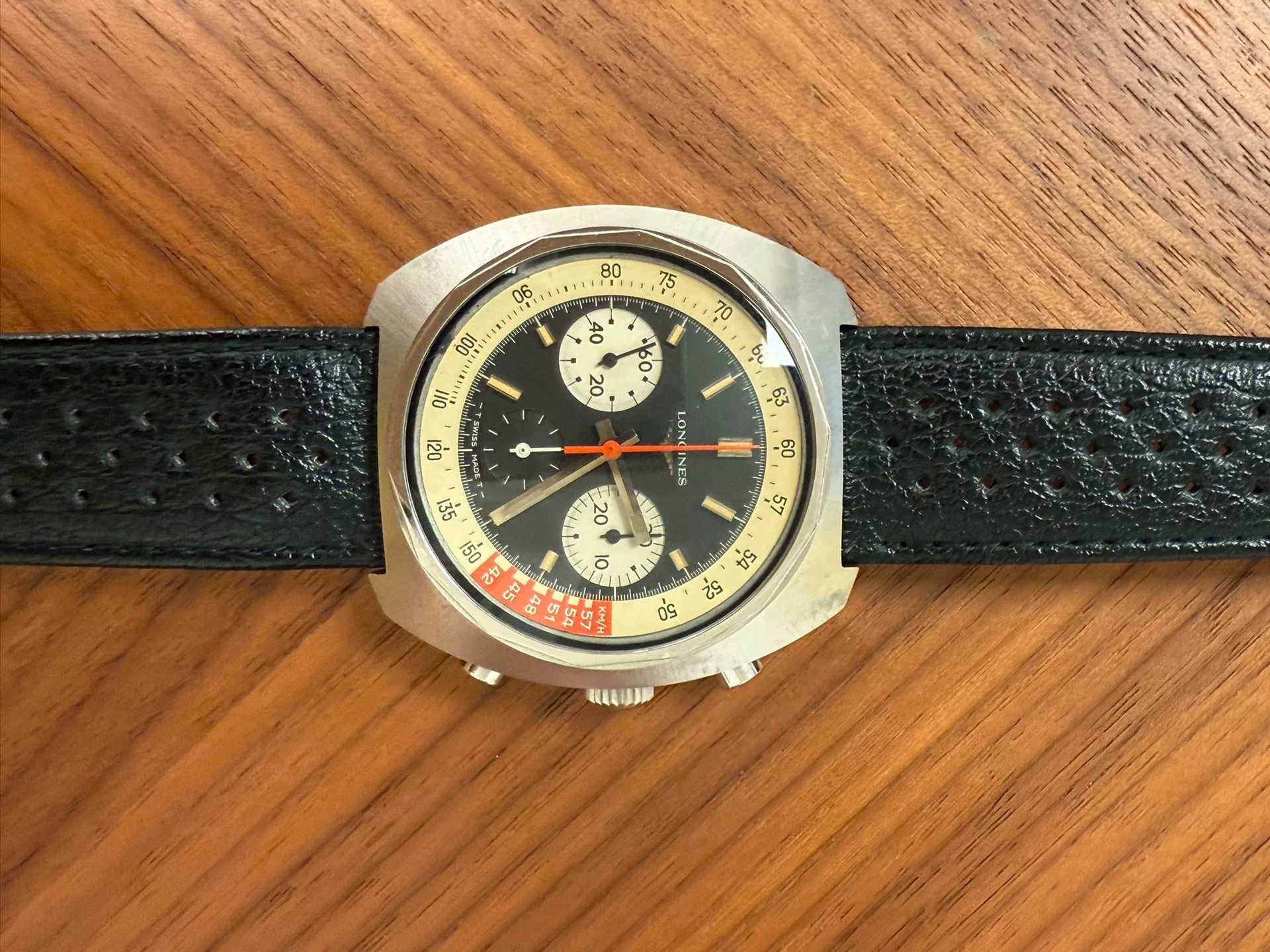 Vintage Longines Nonius 330 Chronograph Watch — back