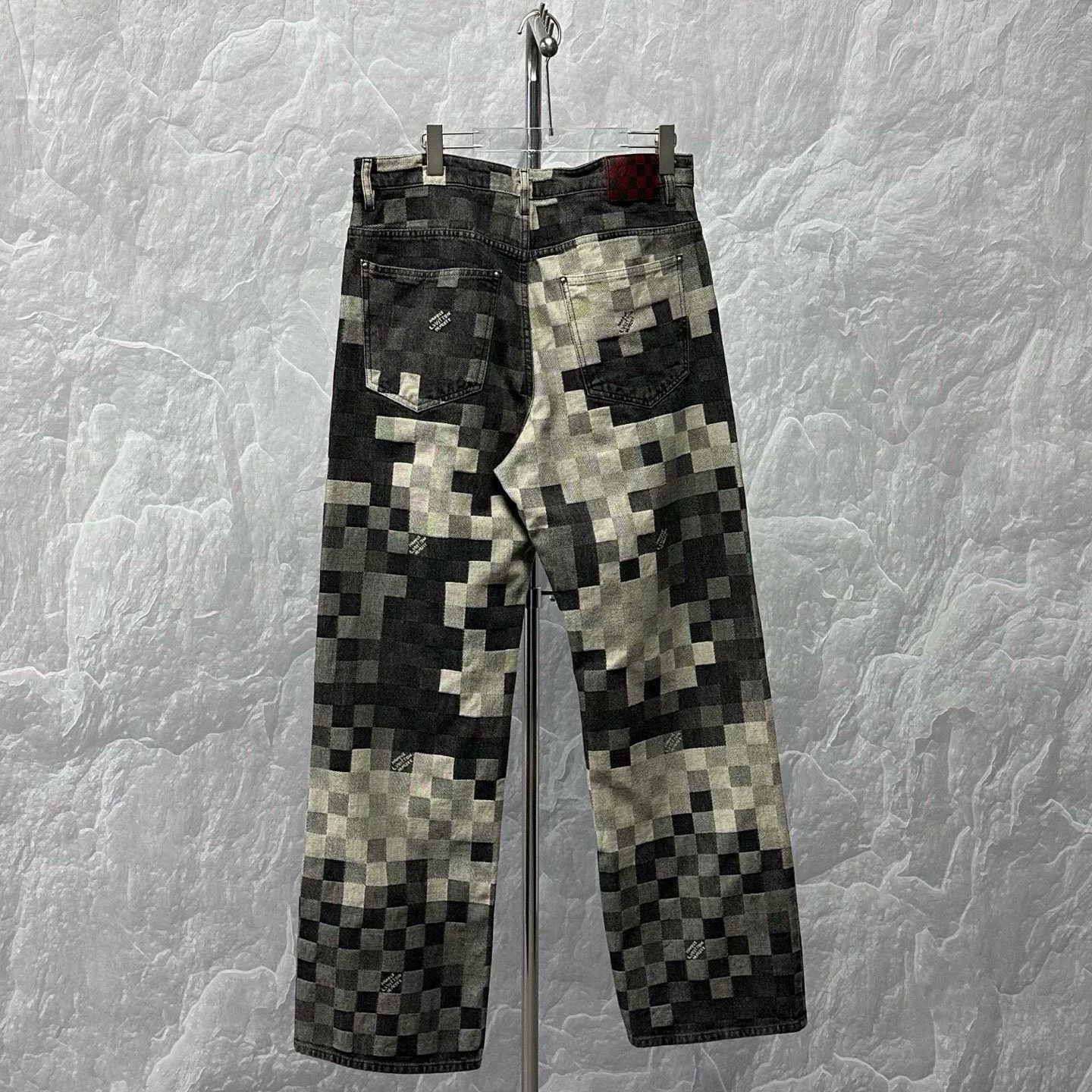 Louis Vuitton SS25 Mosaic Check Denim Pants — label