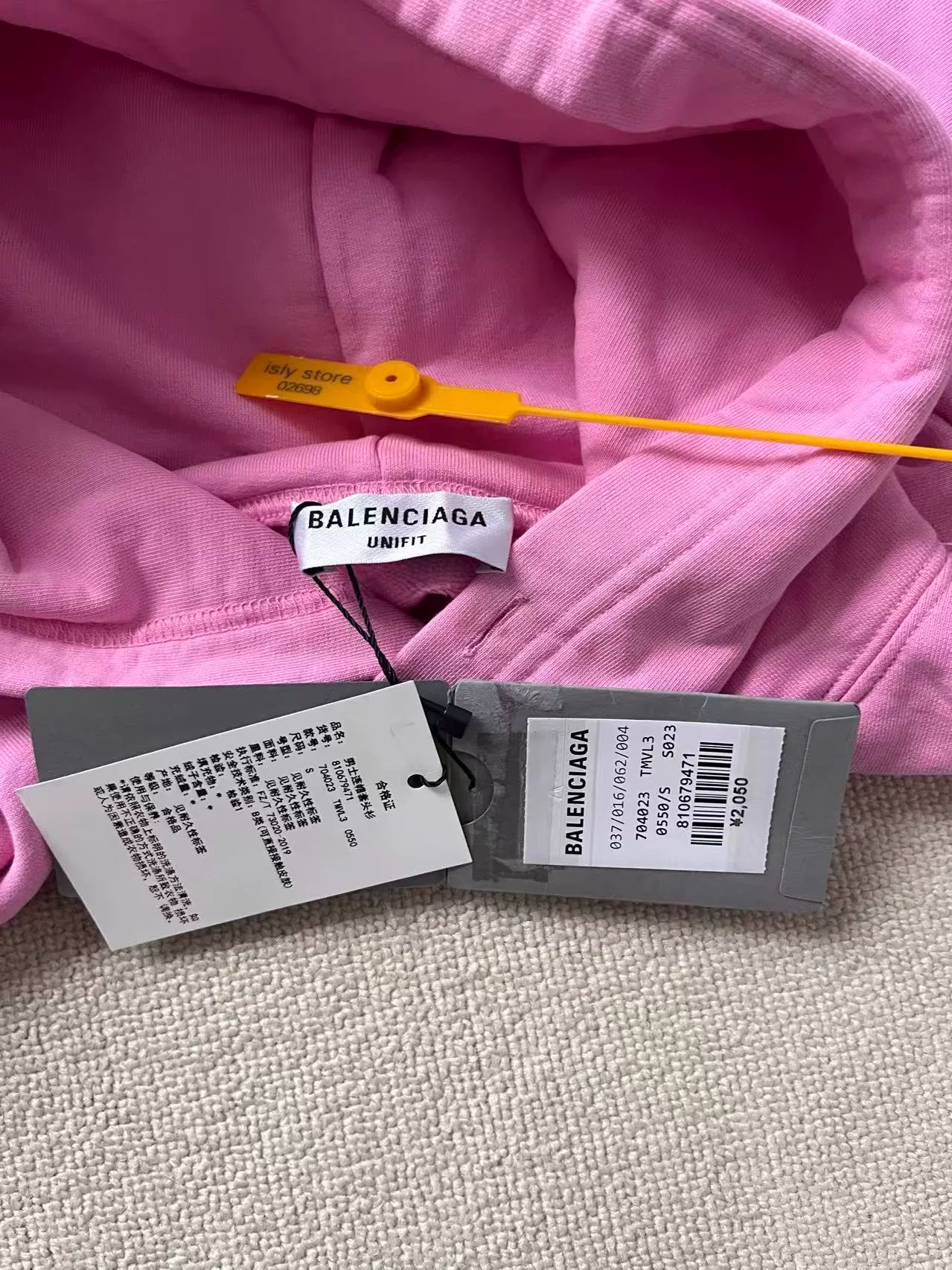 Balenciaga Pink Logo Oversized Hoodie — label