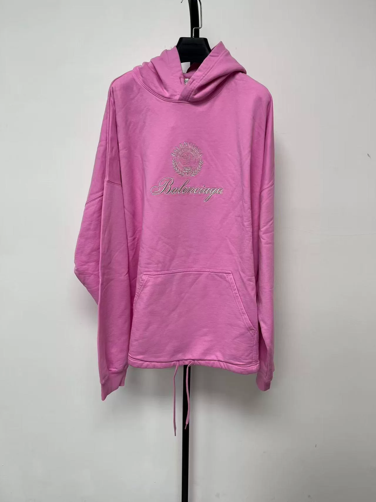 Balenciaga Pink Logo Oversized Hoodie