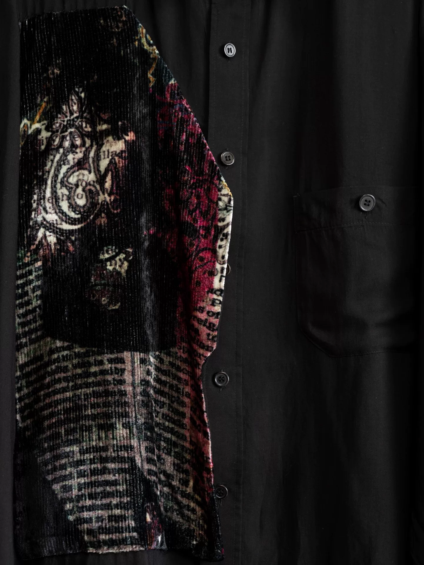 Yohji Yamamoto 23SS Velvet Patchwork Shirt — label