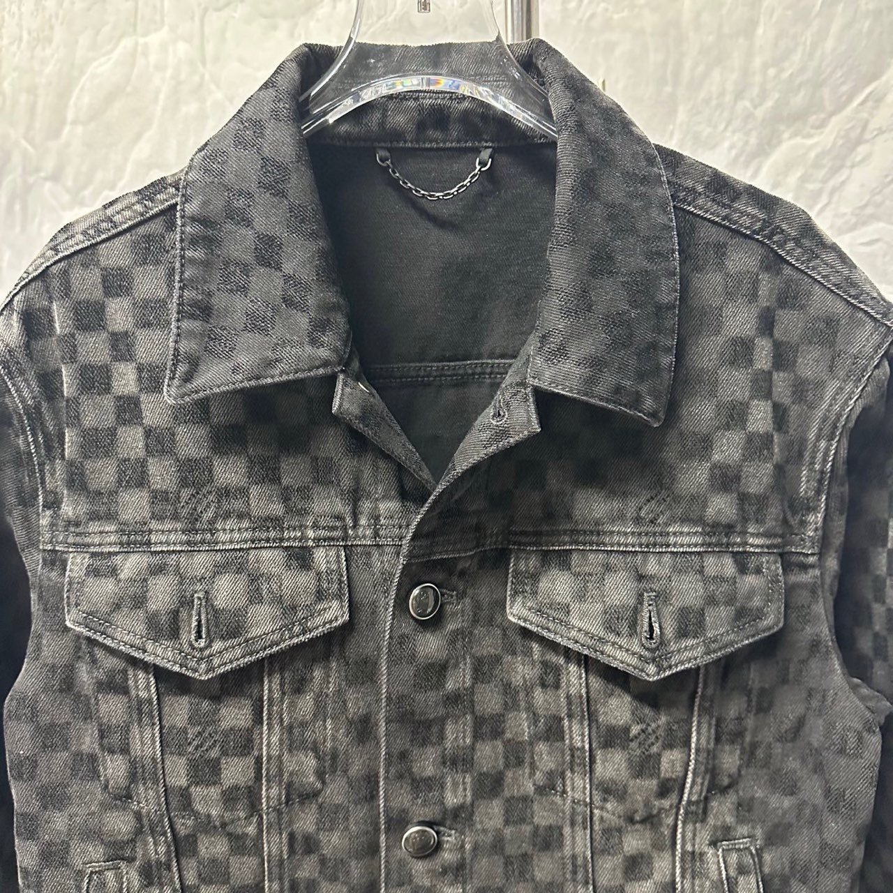 Louis Vuitton SS25 Flocked Damier Denim Jacket — front