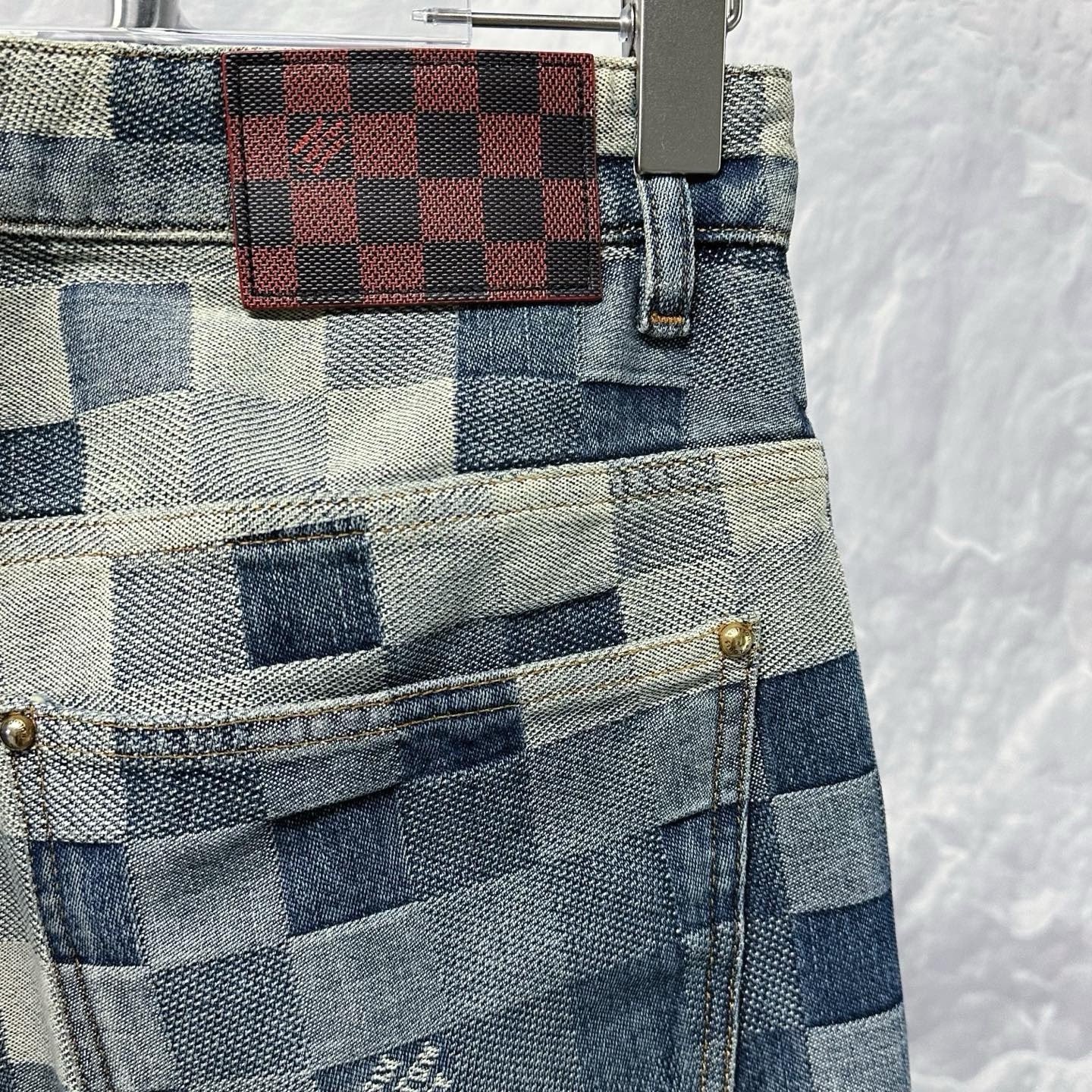 Louis Vuitton SS24 Pharrell Mosaic Denim Pants — detail