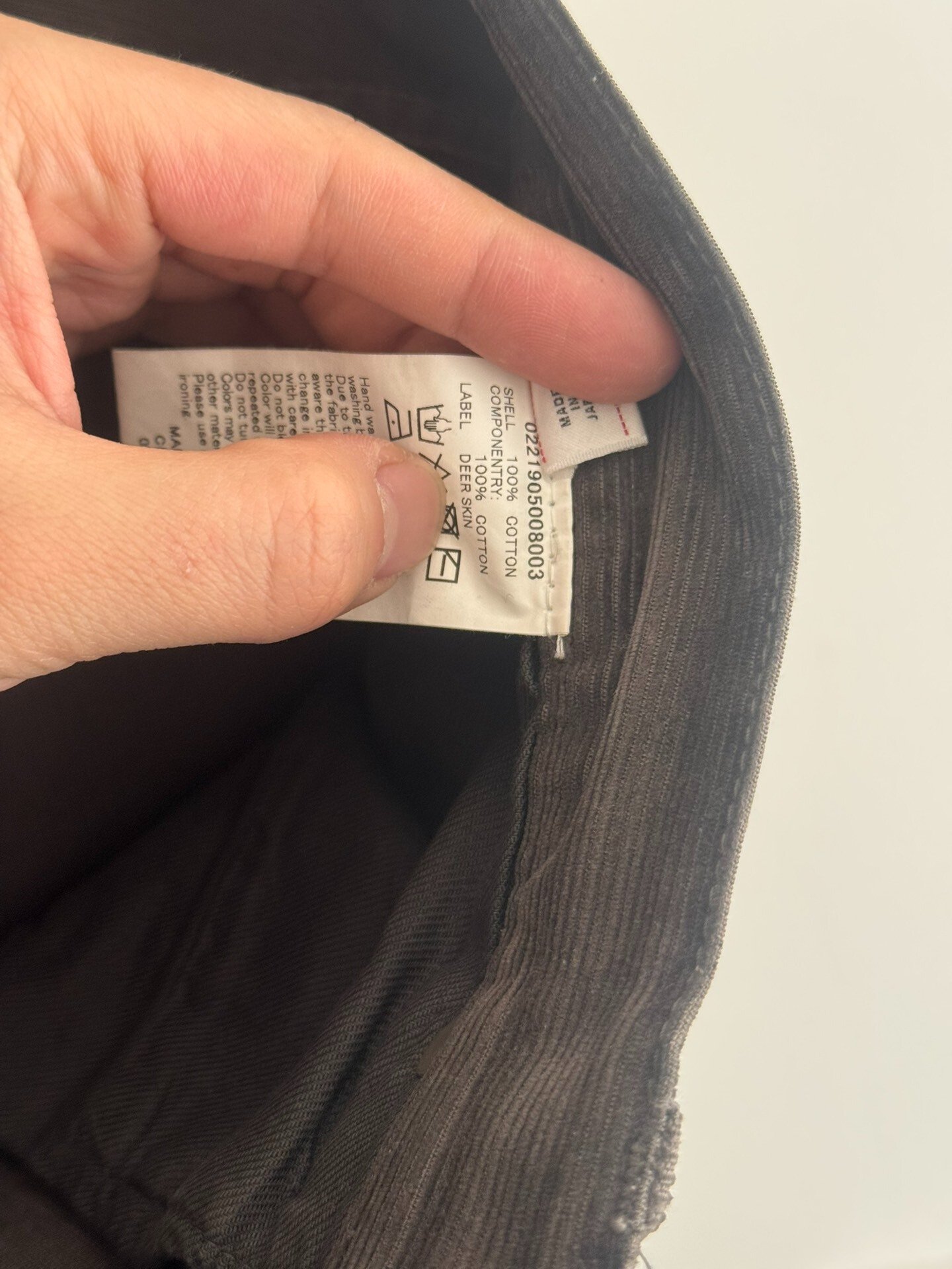 visvim fluxus 03 cords 21AW — label