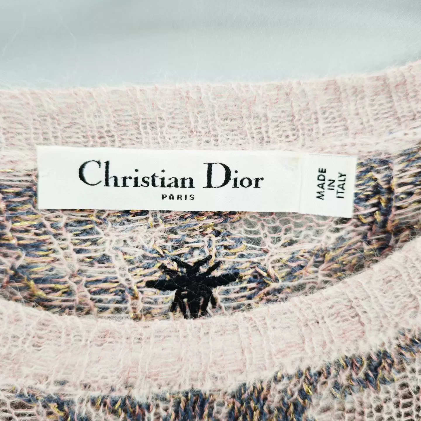 Christian Dior Light Pink Mohair Sweater — detail