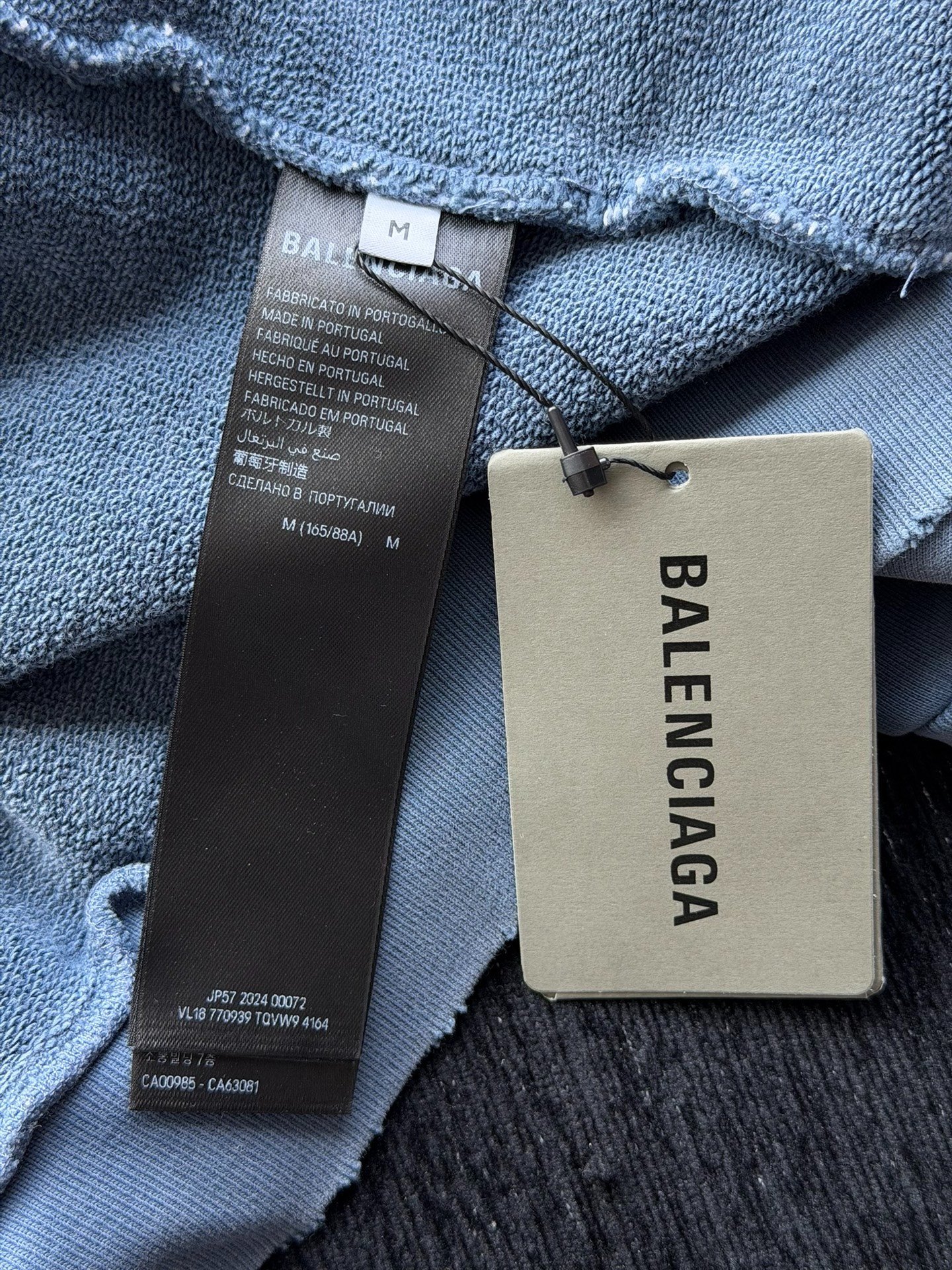 Balenciaga Haze Blue Flame Zip Hoodie — label