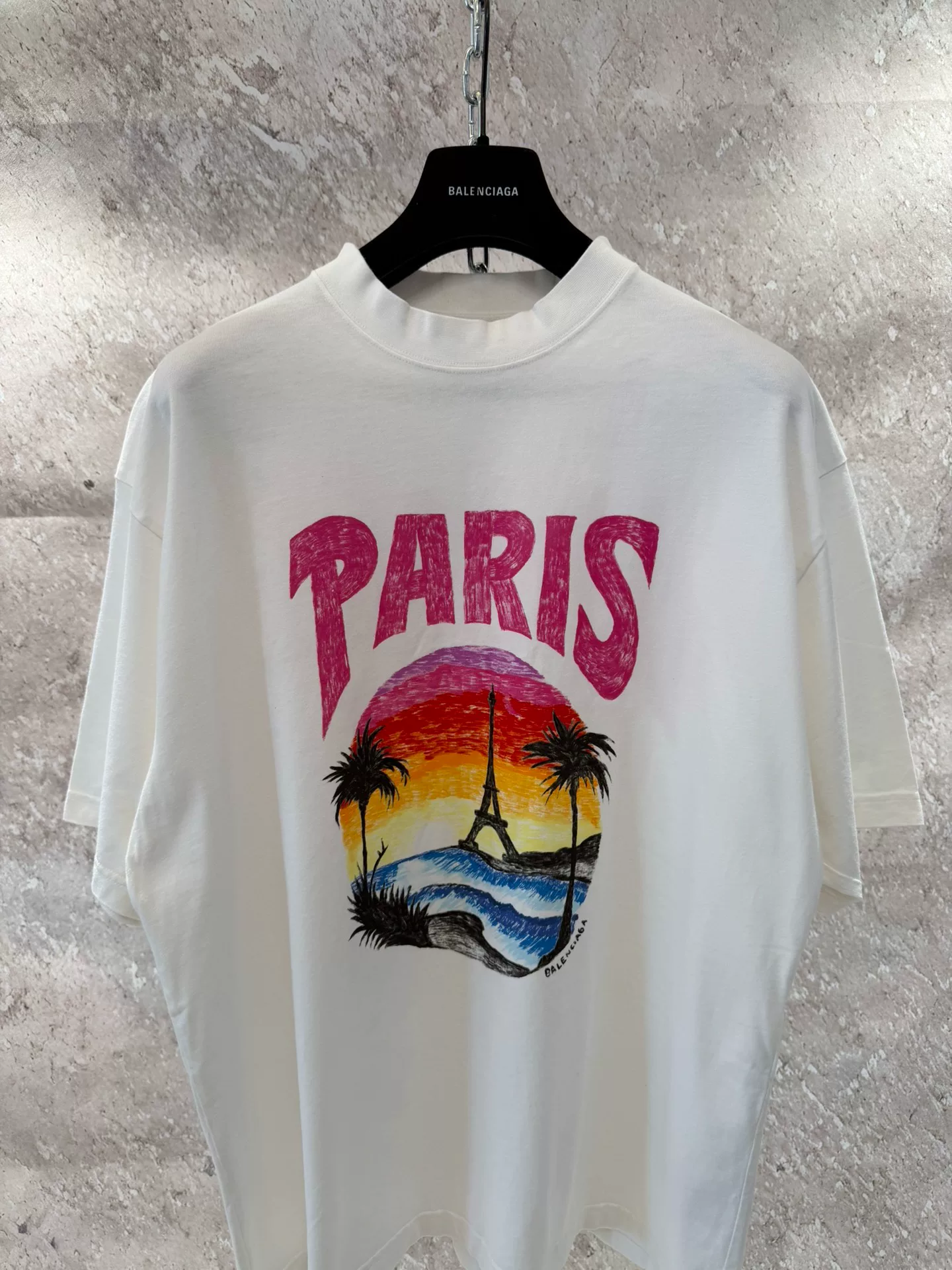 Balenciaga Paris Sunset Eiffel Tower T-Shirt — front