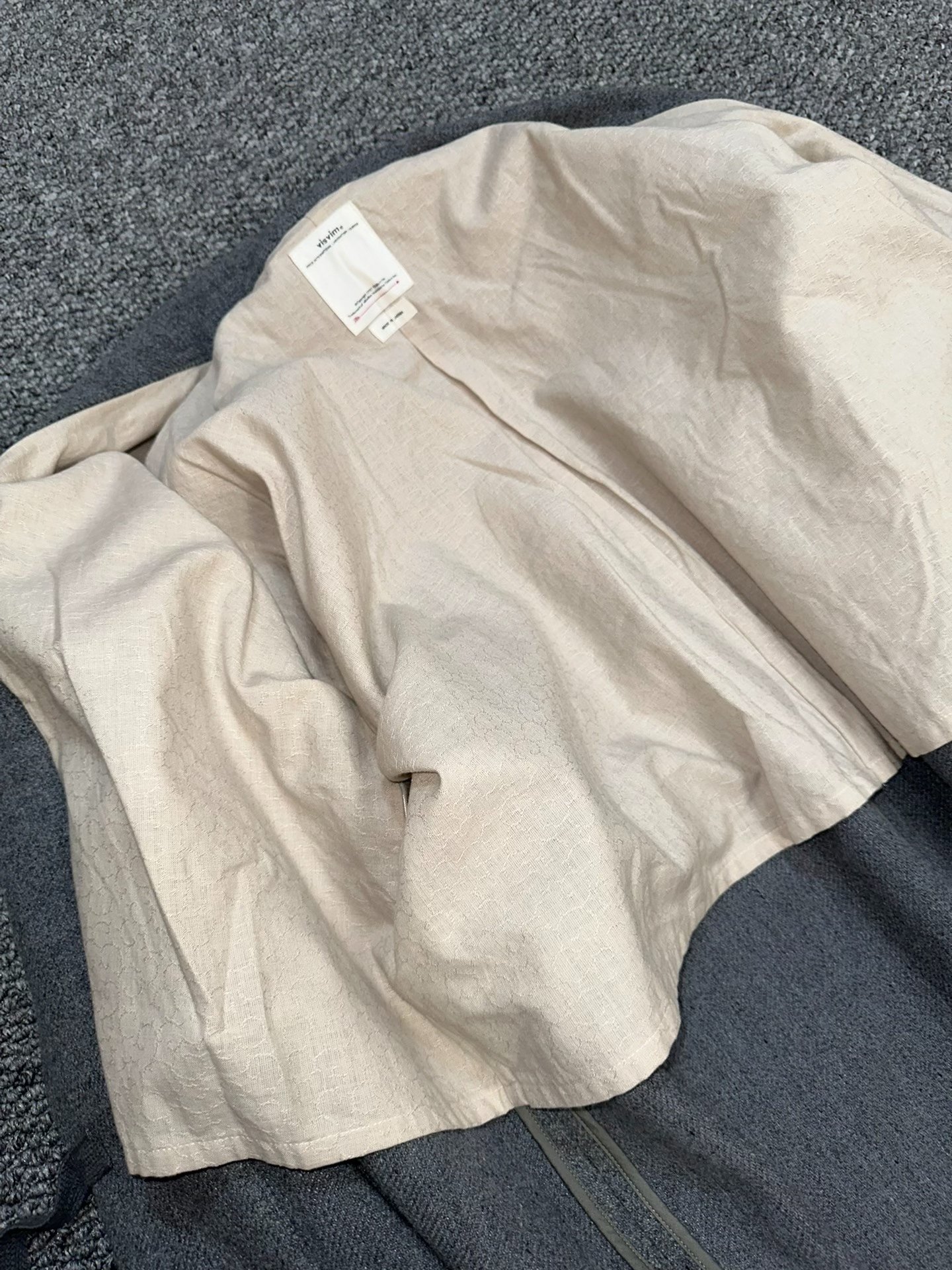 visvim Gray Wool Loose Coat — detail