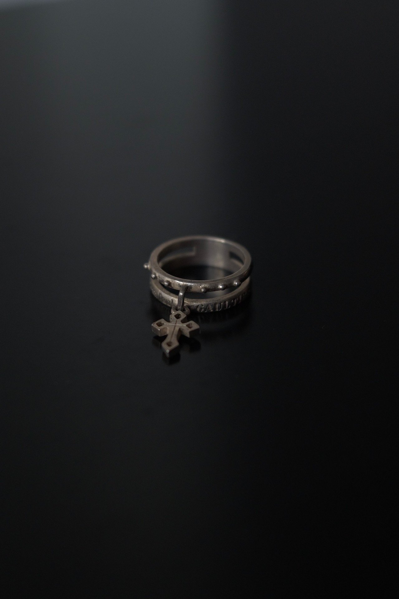 Jean Paul Gaultier Cross Pendant Ring — label