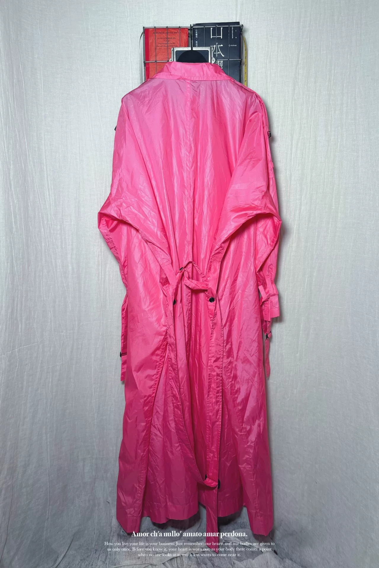 Yohji Yamamoto 20SS Bright Pink Long Coat — detail