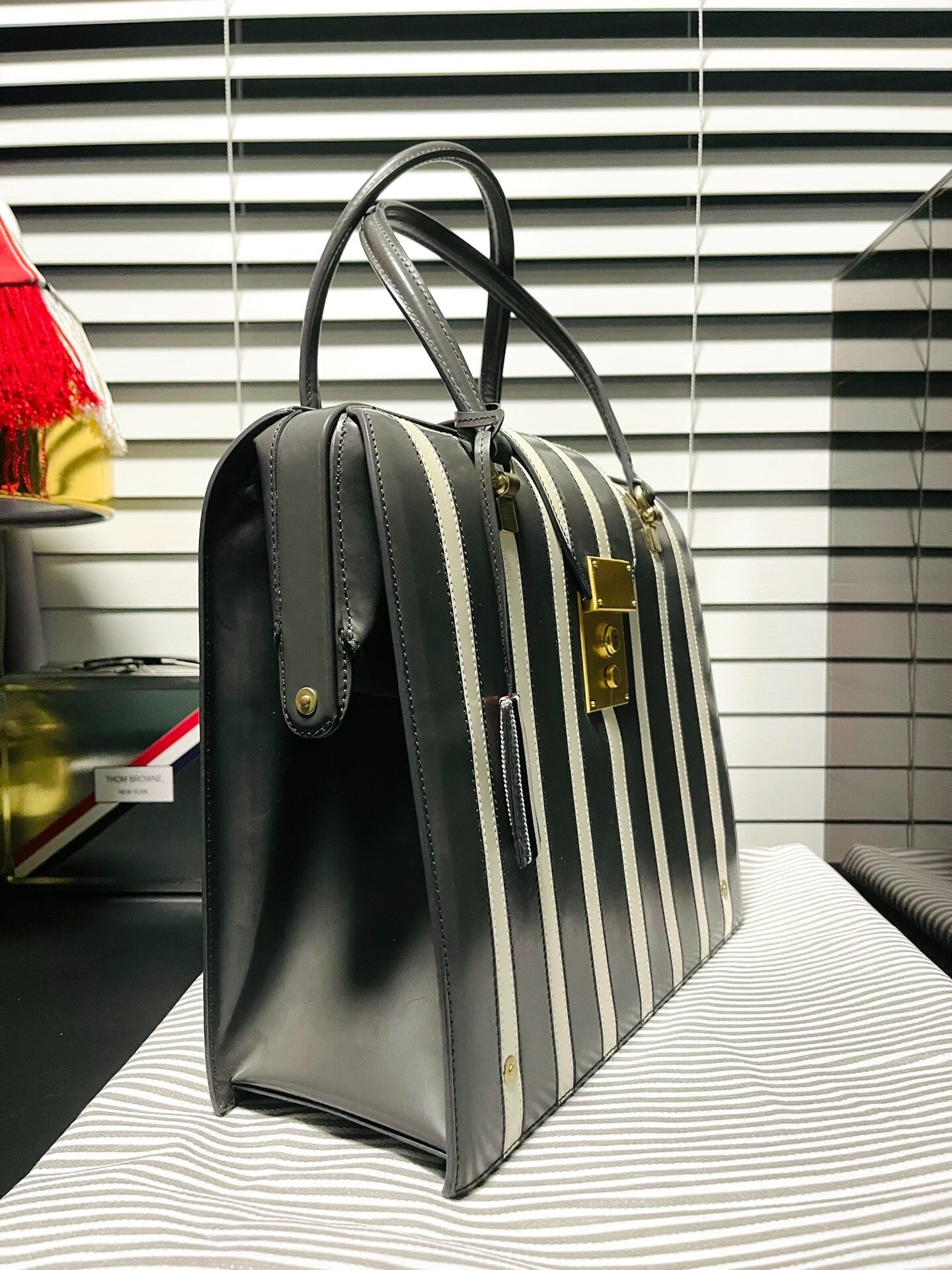 Thom Browne Unisex Stripe Doctor Bag — detail