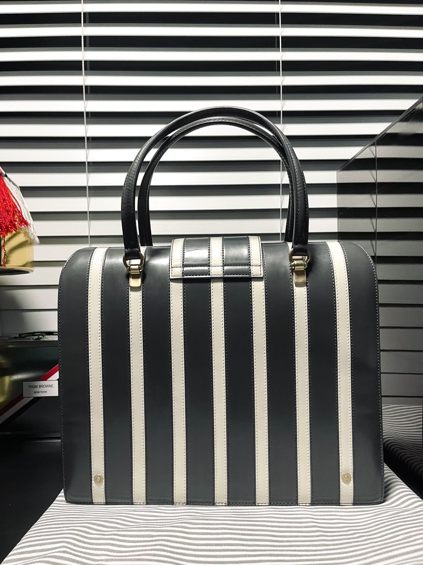 Thom Browne Unisex Stripe Doctor Bag — front