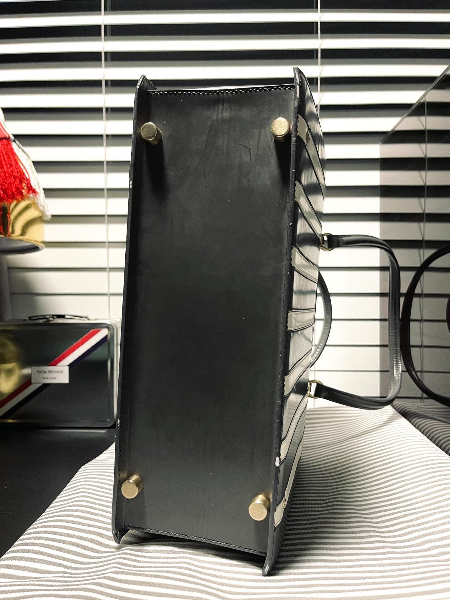 Thom Browne Unisex Stripe Doctor Bag — label
